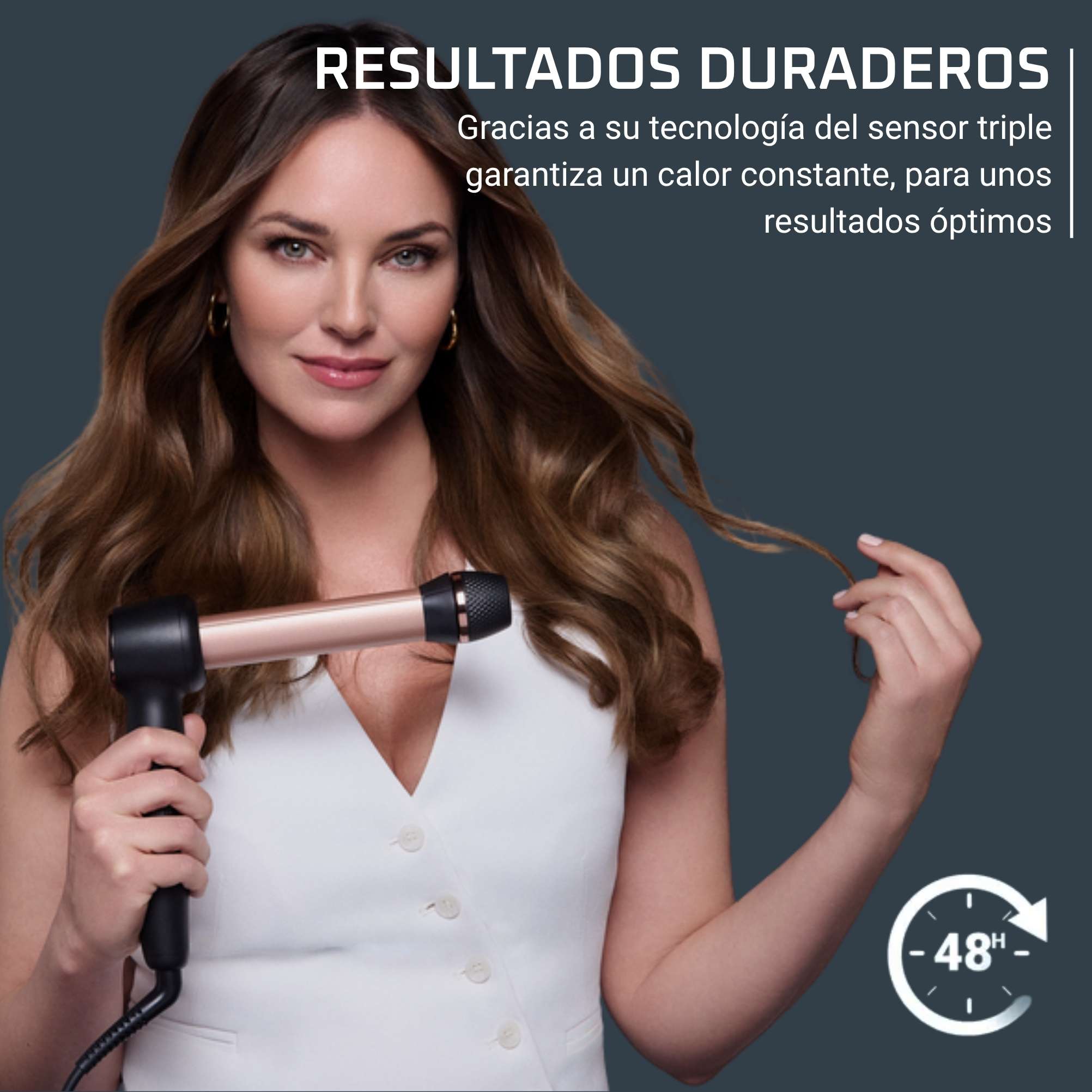 Rizador de pelo Rowenta Twist Curl 3 en 1 con barril ajustable para 3 tamaños de ondas, CF4620 Revestimiento cerámico - Negro Negro-3