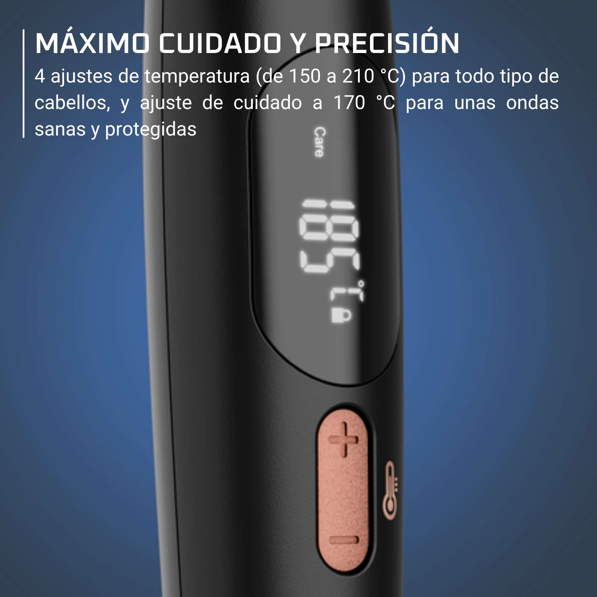 Rizador de pelo Rowenta Twist Curl 3 en 1 con barril ajustable para 3 tamaños de ondas, CF4620 Revestimiento cerámico - Negro Negro-7