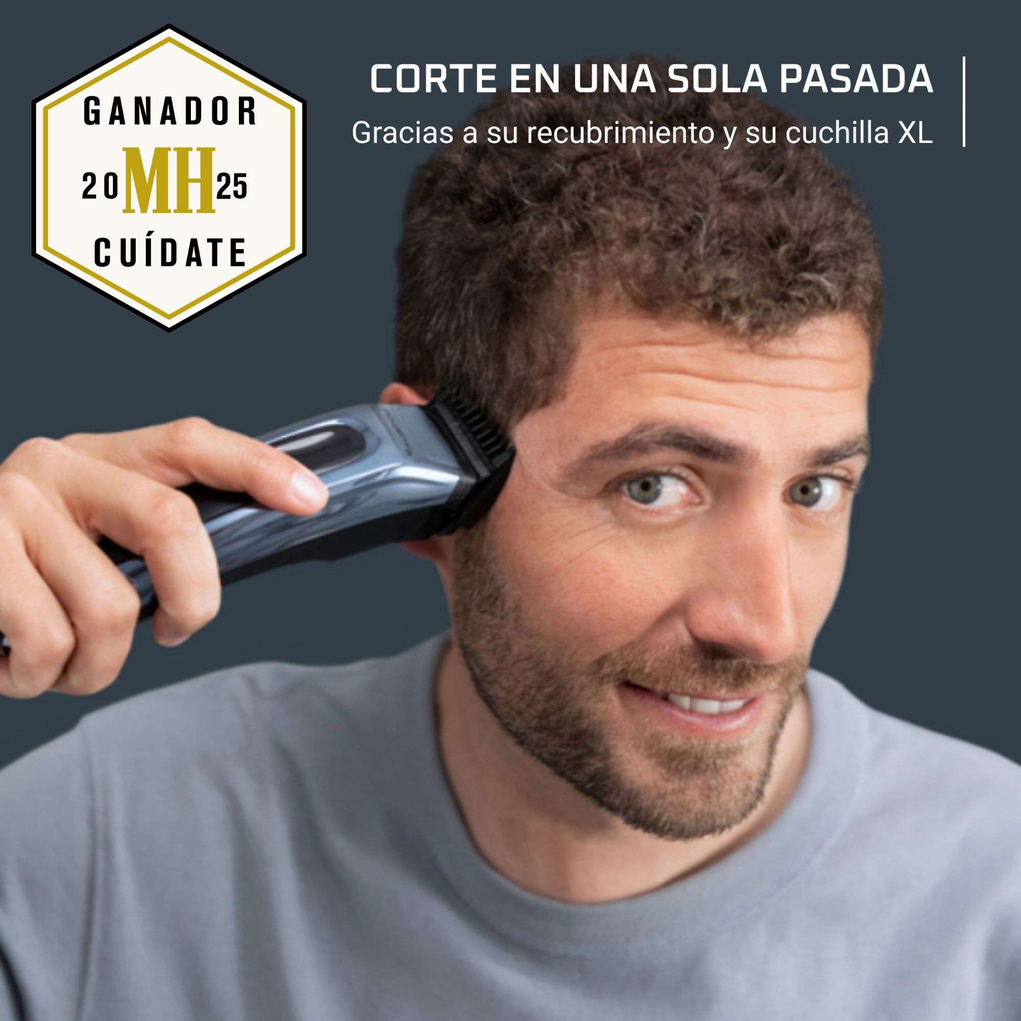 Cortapelos Rowenta Barber Experience TN155 con recubrimiento de carbono tipo diamante para cabello y barba - Azul Azul-3