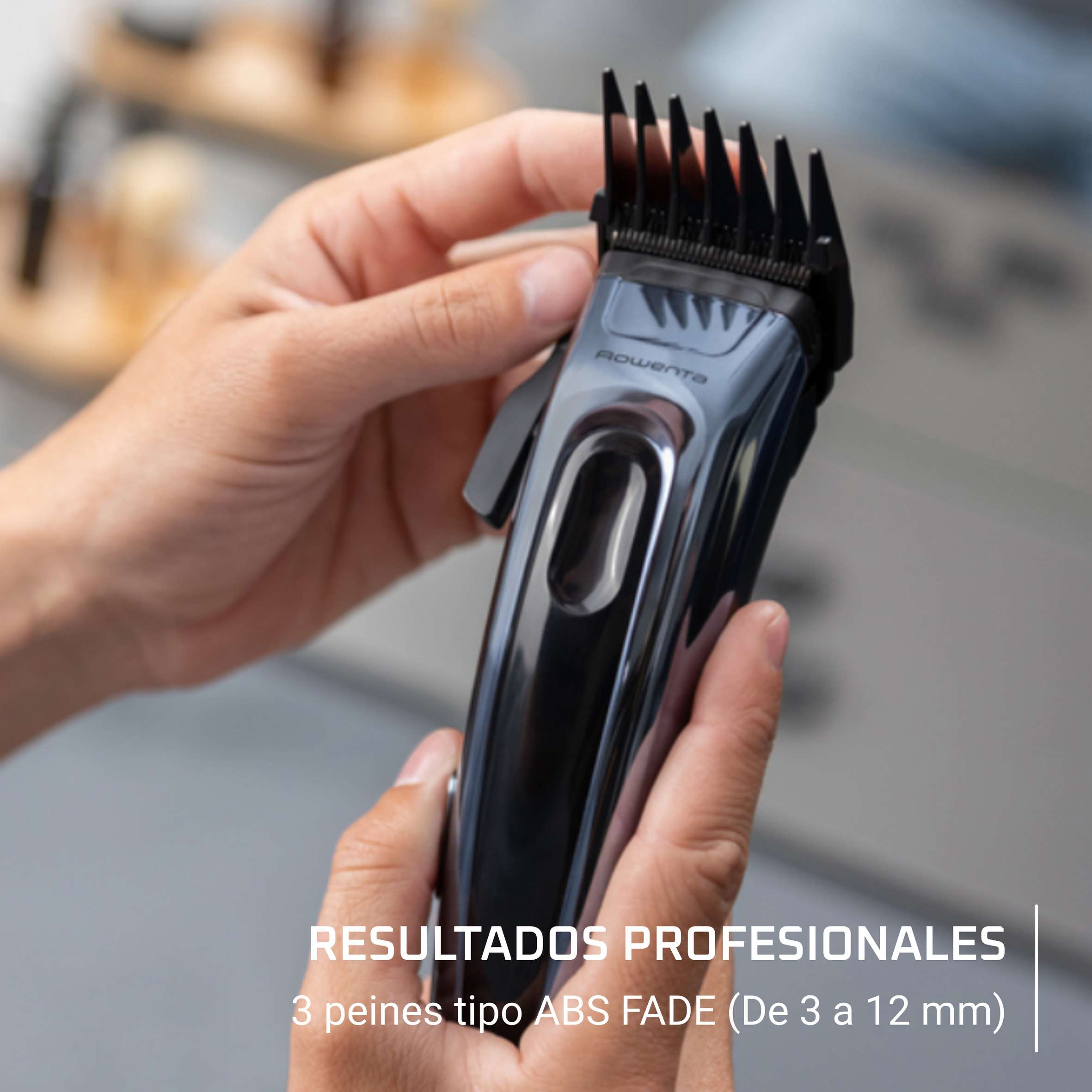 Cortapelos Rowenta Barber Experience TN155 con recubrimiento de carbono tipo diamante para cabello y barba - Azul Azul-6