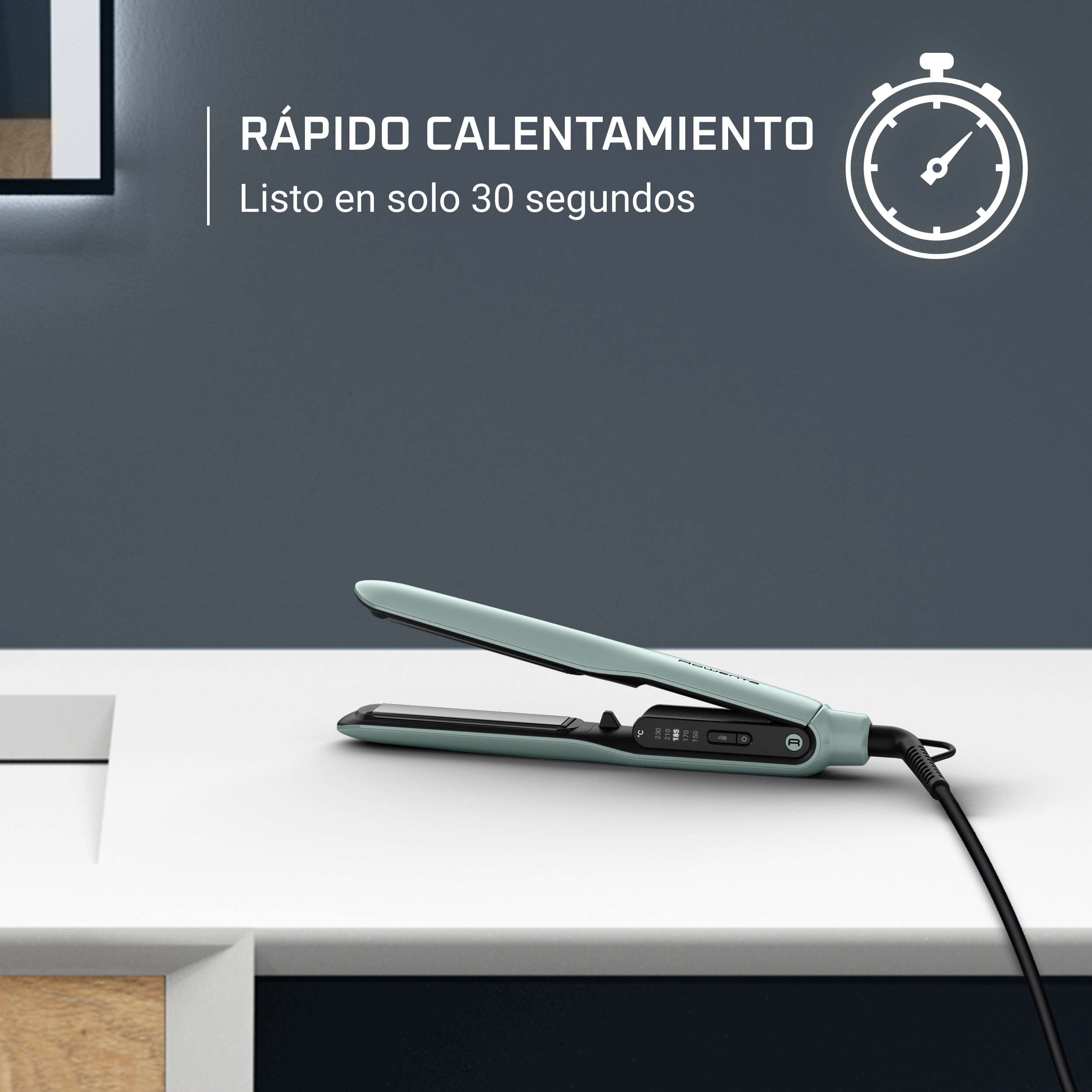 Plancha de pelo Rowenta Thermoglide SF5120 con Tecnología Iónica y revestimiento de Titanio 5 Temperaturas de 170 a 230 °C Placas Flotantes - Verde Verde-5