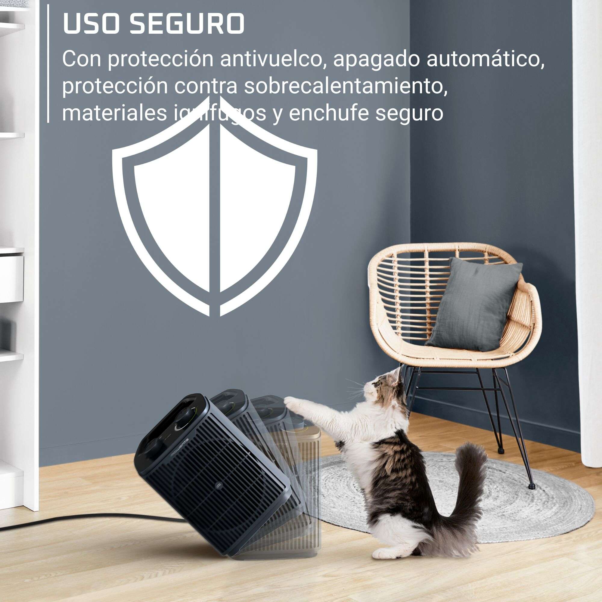 Calefactor Rowenta Intense Comfort SO2351 silencioso 29 dB(A) y 2000 W - Gris Gris-4