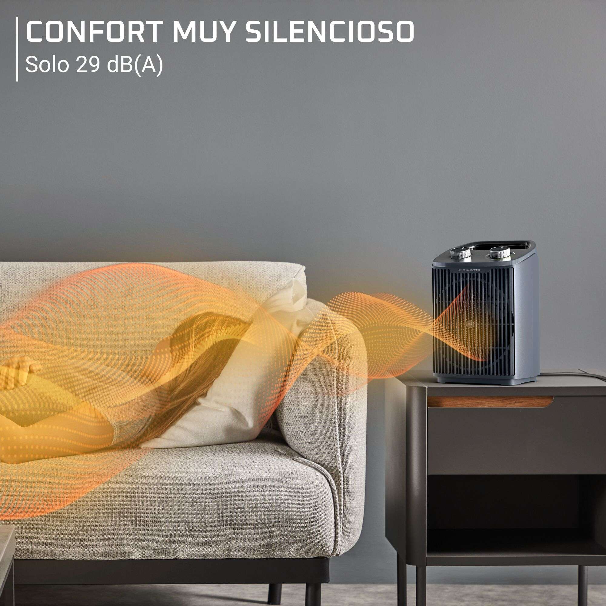 Calefactor Rowenta Intense Comfort SO2351 silencioso 29 dB(A) y 2000 W - Gris Gris-6