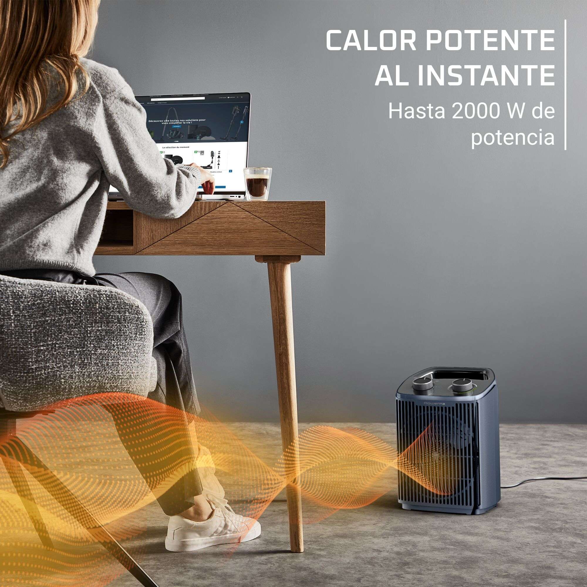 Calefactor Rowenta Intense Comfort SO2351 silencioso 29 dB(A) y 2000 W - Gris Gris-7