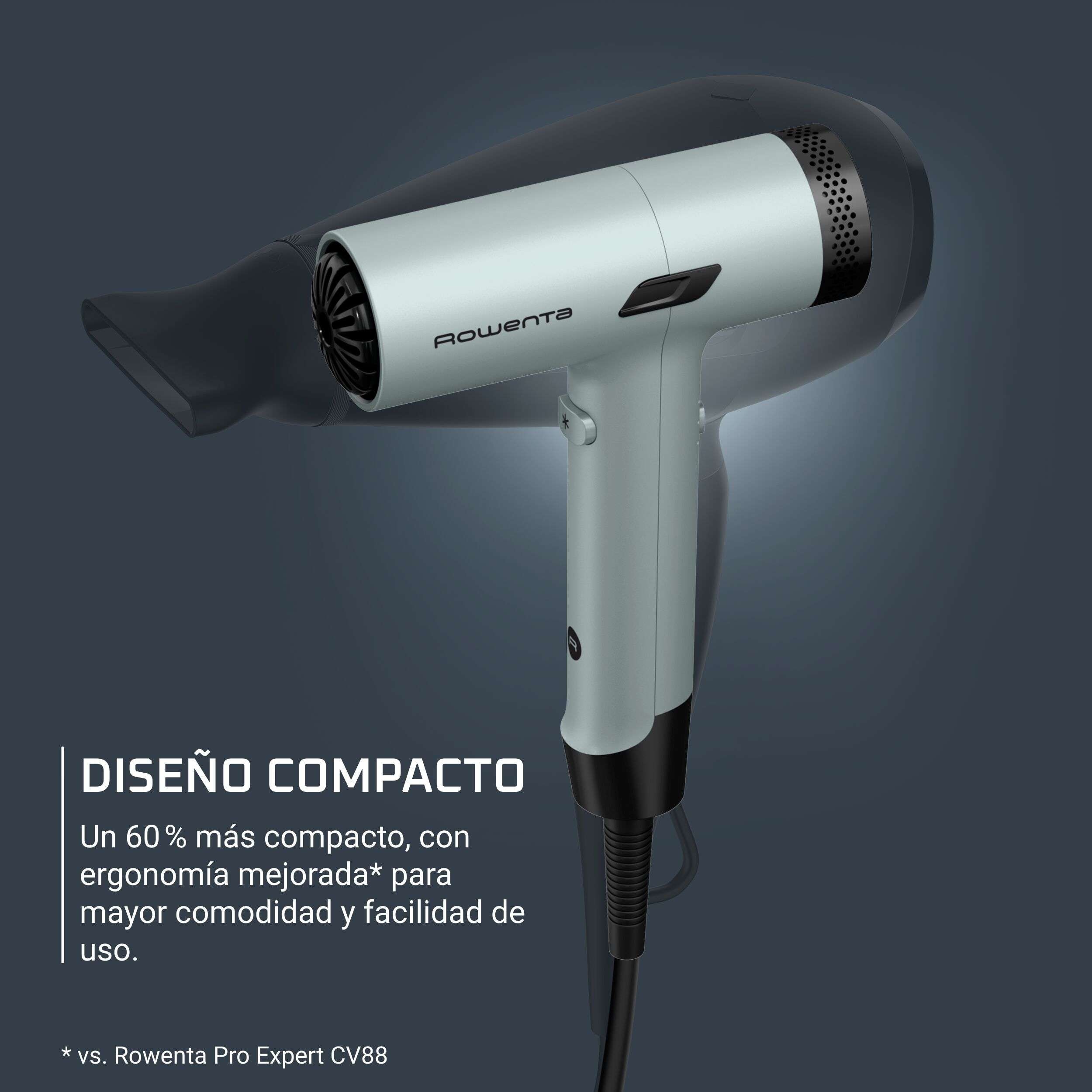 Imagen 2 de Secador de pelo compacto Rowenta Tiny HY712 flujo de aire de hasta 250 km/h motor BLDC - Verde Verde