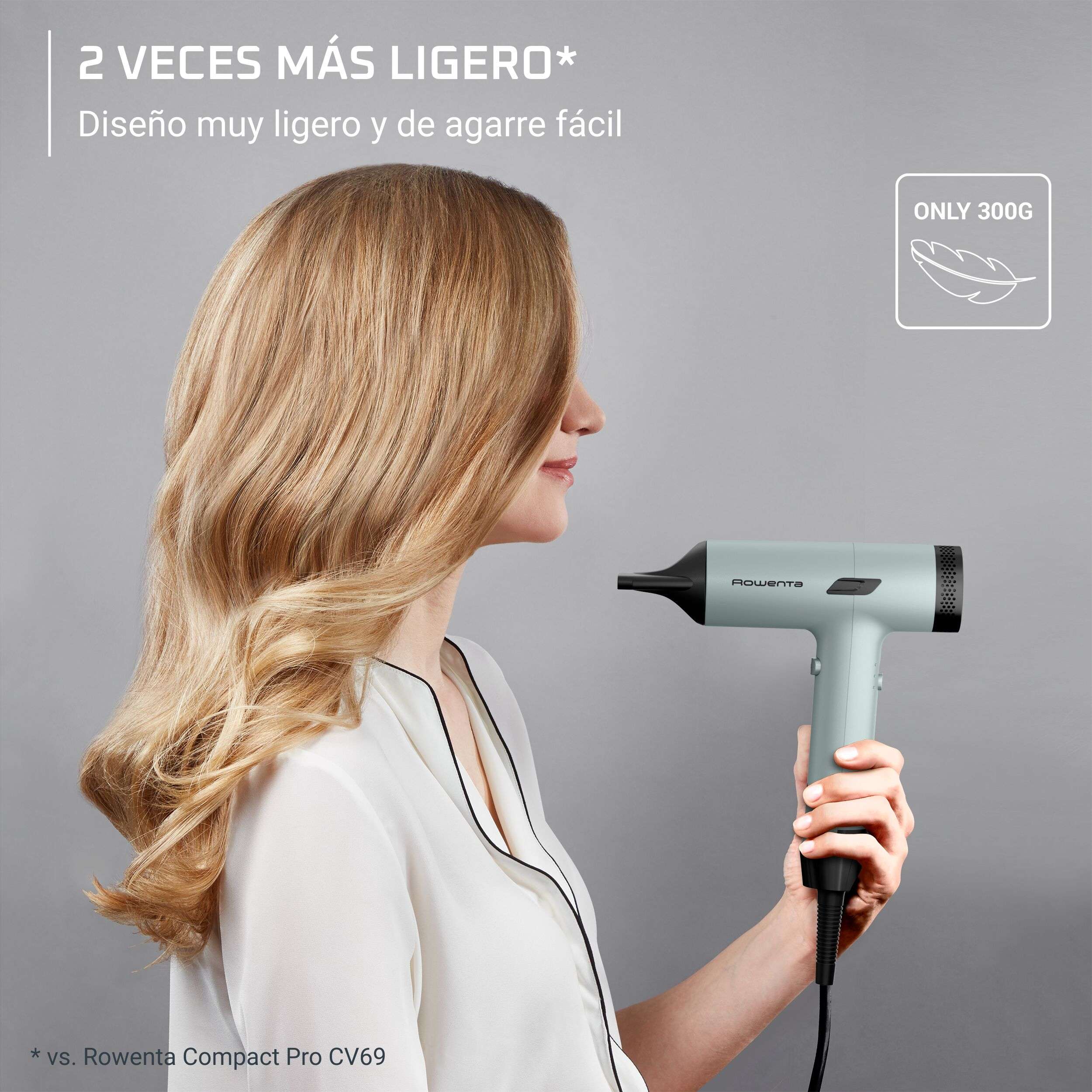 Imagen 4 de Secador de pelo compacto Rowenta Tiny HY712 flujo de aire de hasta 250 km/h motor BLDC - Verde Verde
