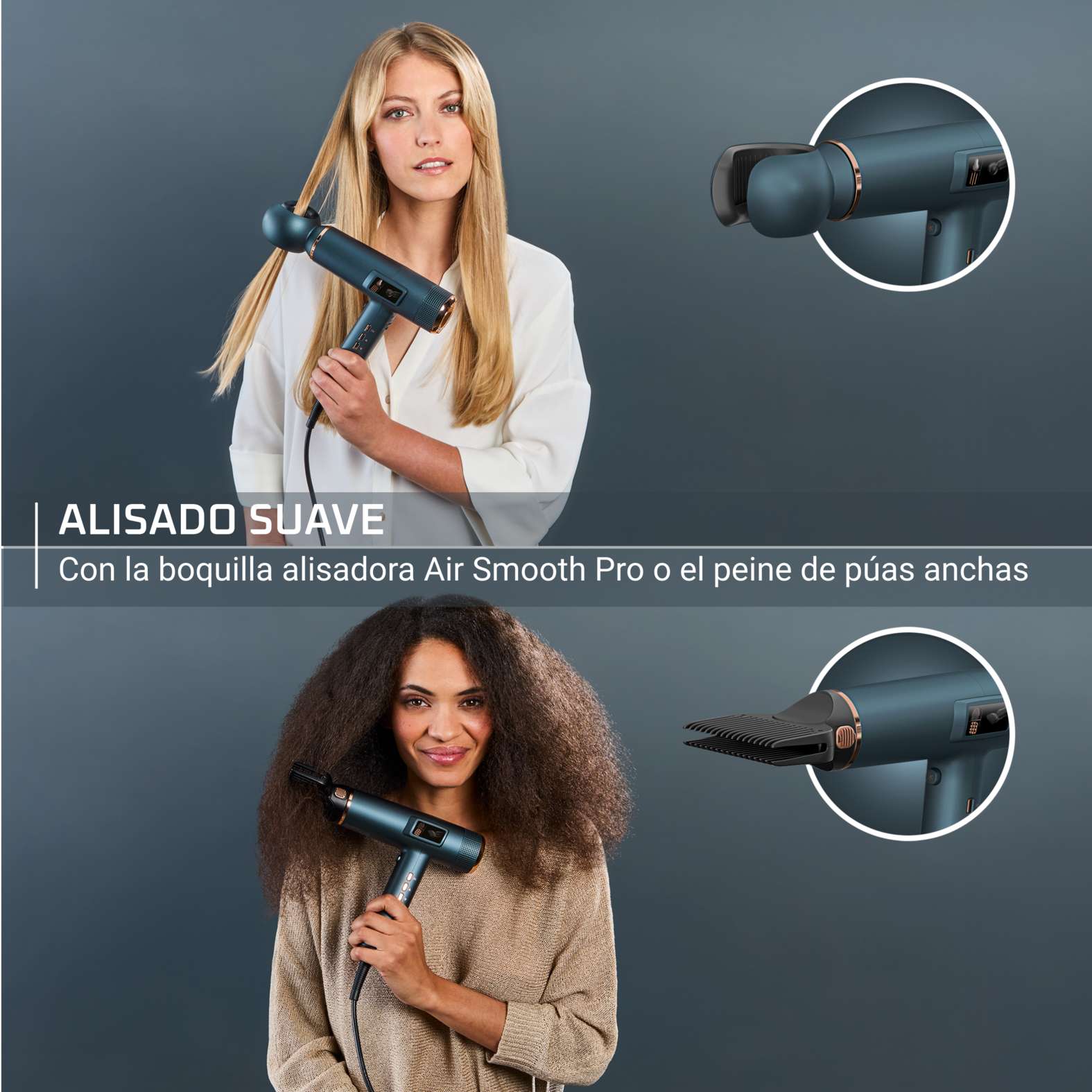 Secador inteligente Rowenta Maestria for you HY9430 1800 W con pantalla LED integrada 6 Accesorios y efecto coanda 225 km/h - Azul Azul-4