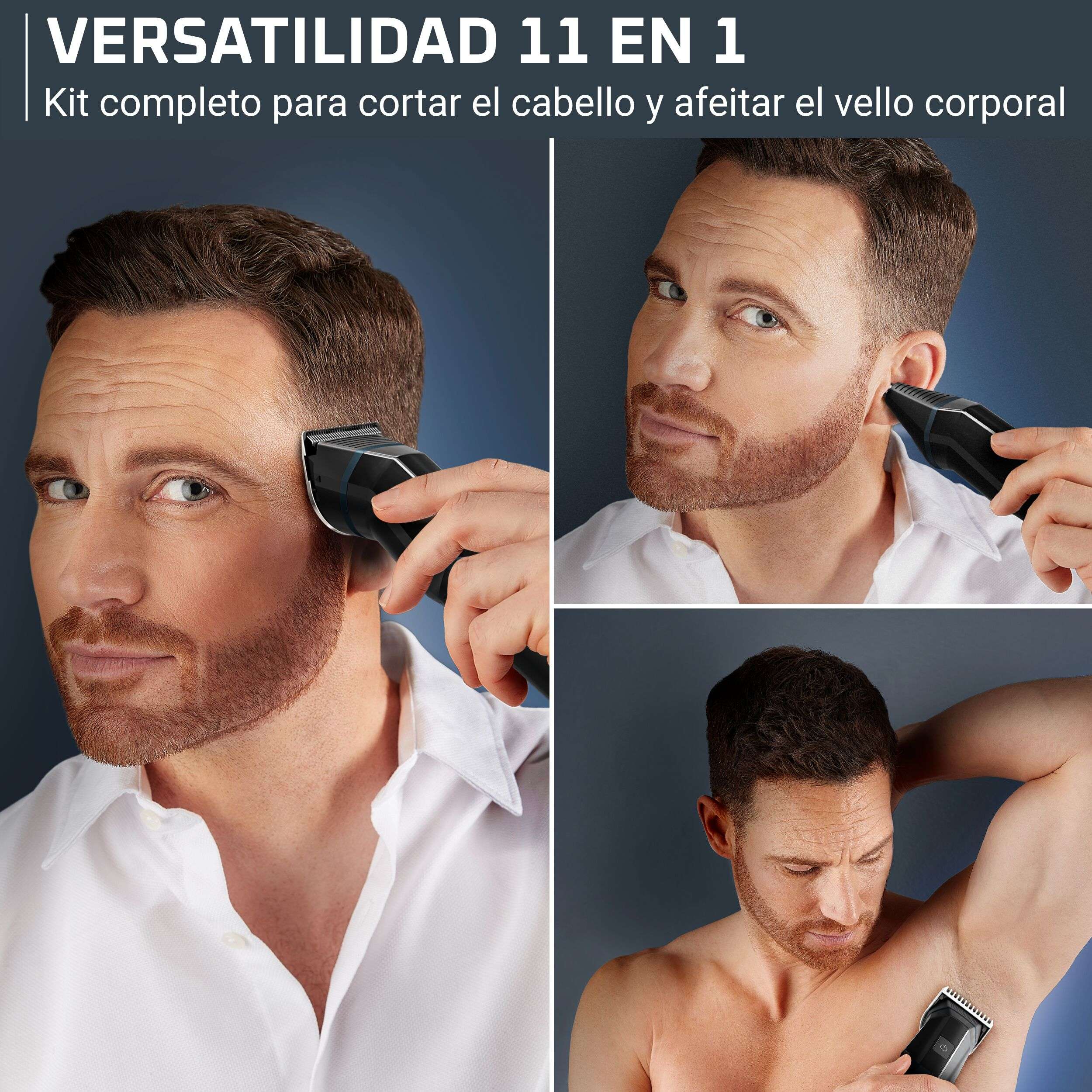Cortapelos Rowenta X Series 700 TN961 11 en 1 Kit completo para uso en seco-mojado y cortar cabello-barba-cuerpo - Azul Azul-2