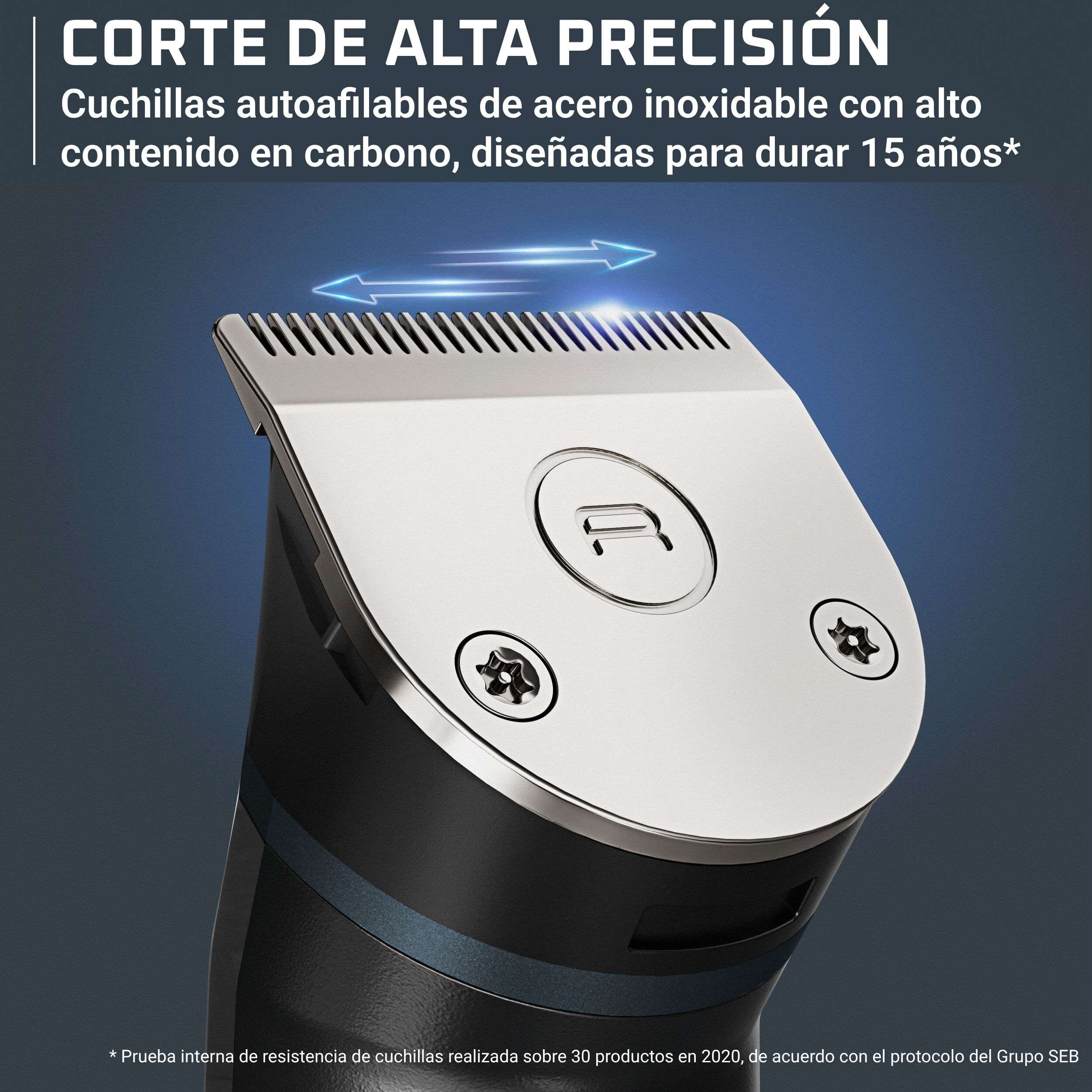 Cortapelos Rowenta X Series 700 TN961 11 en 1 Kit completo para uso en seco-mojado y cortar cabello-barba-cuerpo - Azul Azul-3