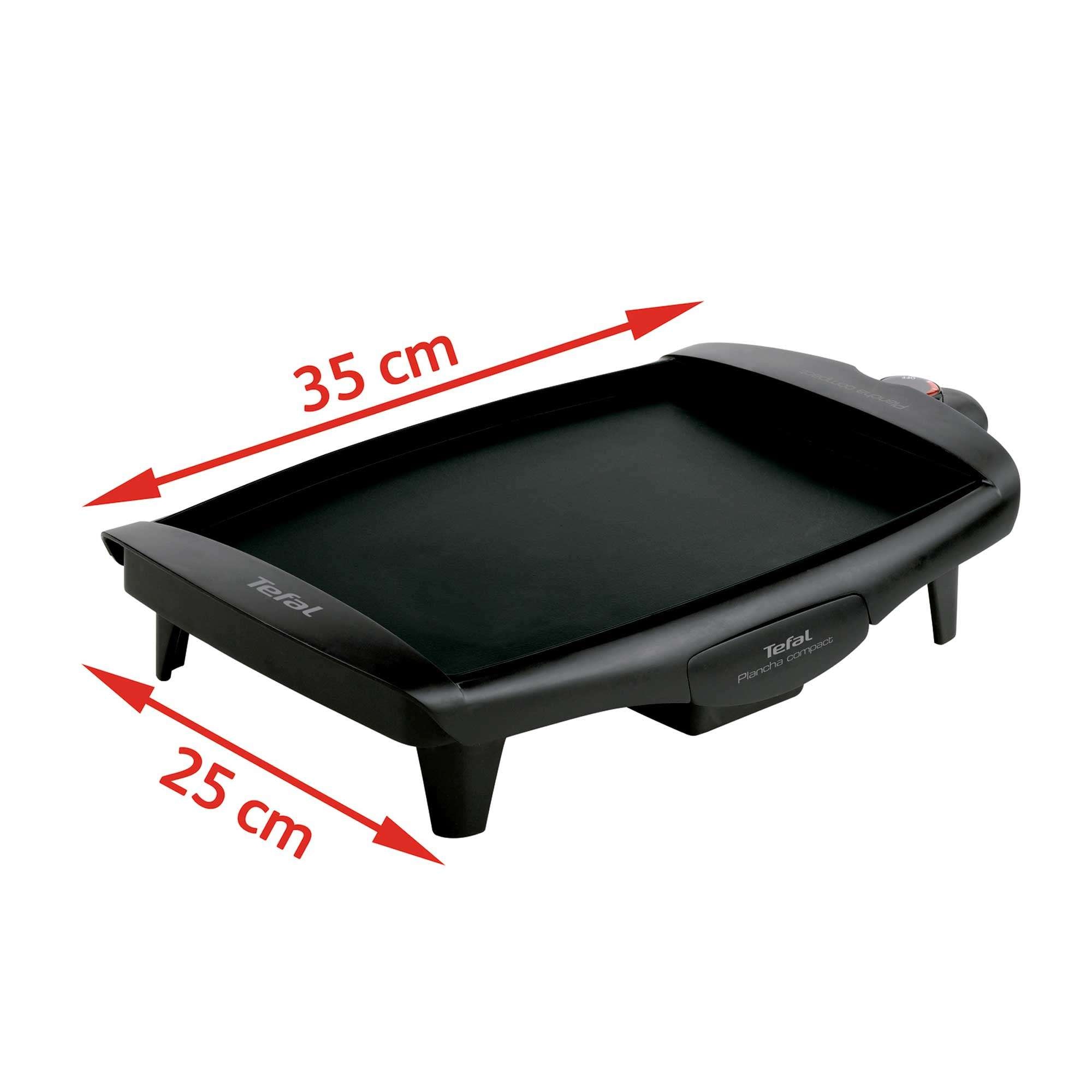 Plancha de asar eléctrica Tefal Compact CB500 termostato extraíble, apta para lavavajillas, 1800 W - Negro Negro-5