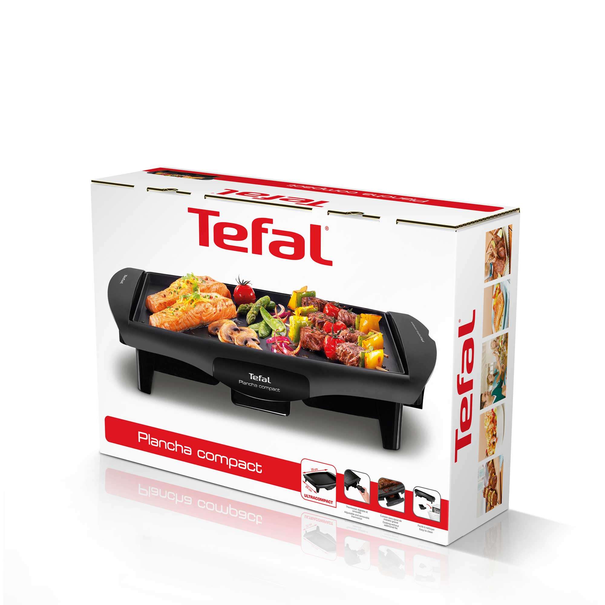 Plancha de asar eléctrica Tefal Compact CB500 termostato extraíble, apta para lavavajillas, 1800 W - Negro Negro-7