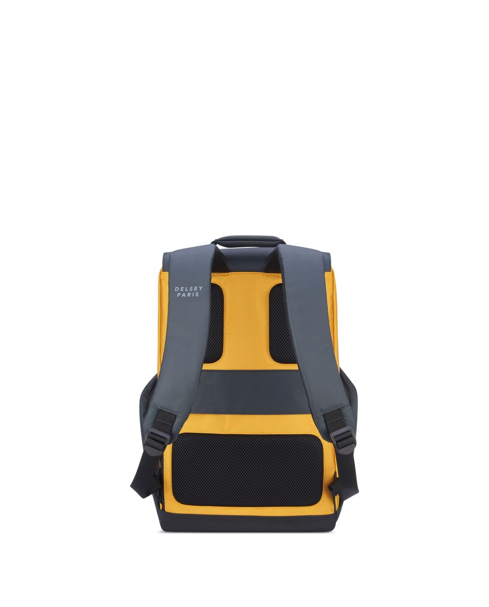 Mochila Securflap en textil compatible con sistema trolley - Delsey Paris - Azul marino / Amarillo Azul marino / Amarillo-6