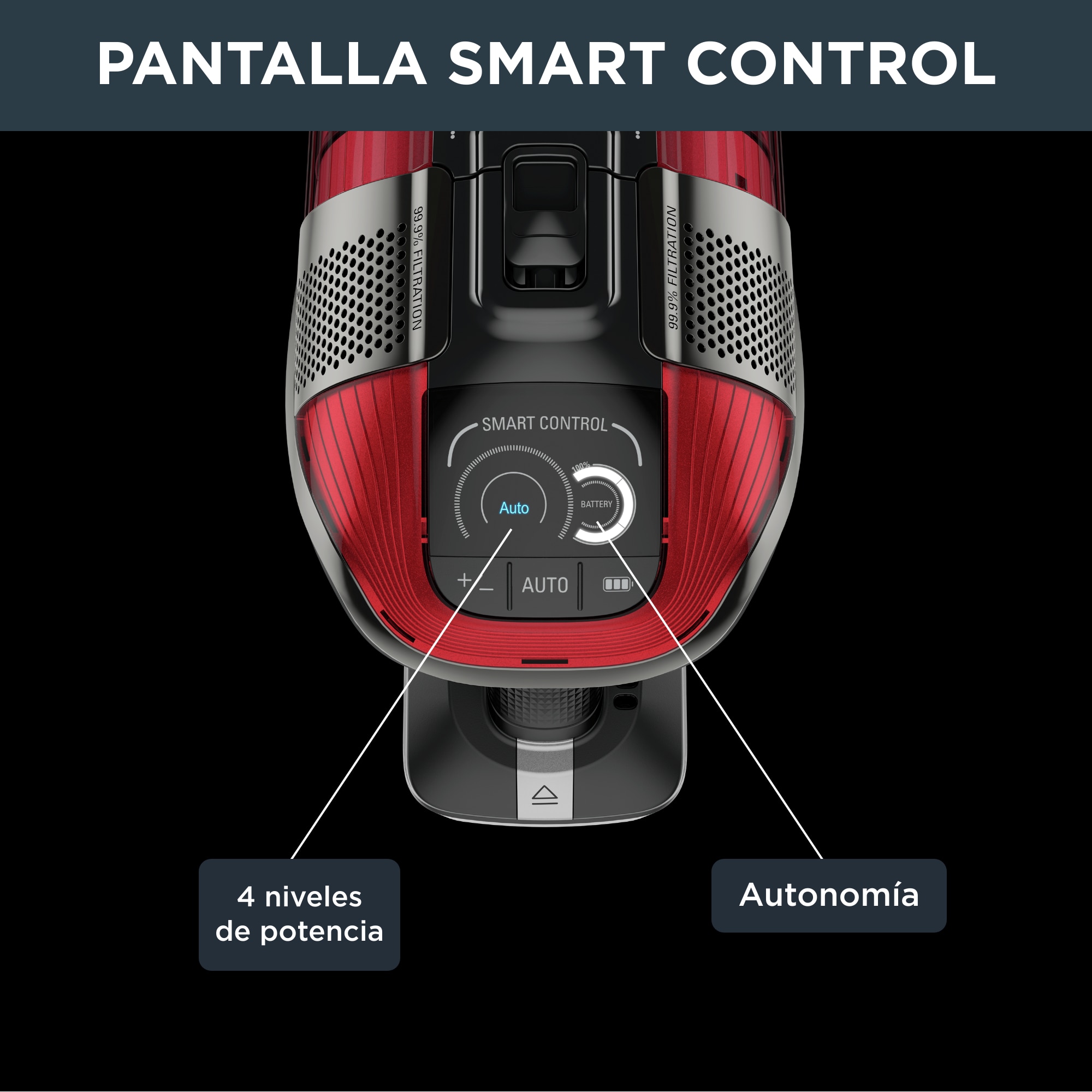 Aspirador de escoba flexible Rowenta RH98A X-Force Flex 12.60 Animal Care 150 airwatts con accesorios - Rojo Rojo-4