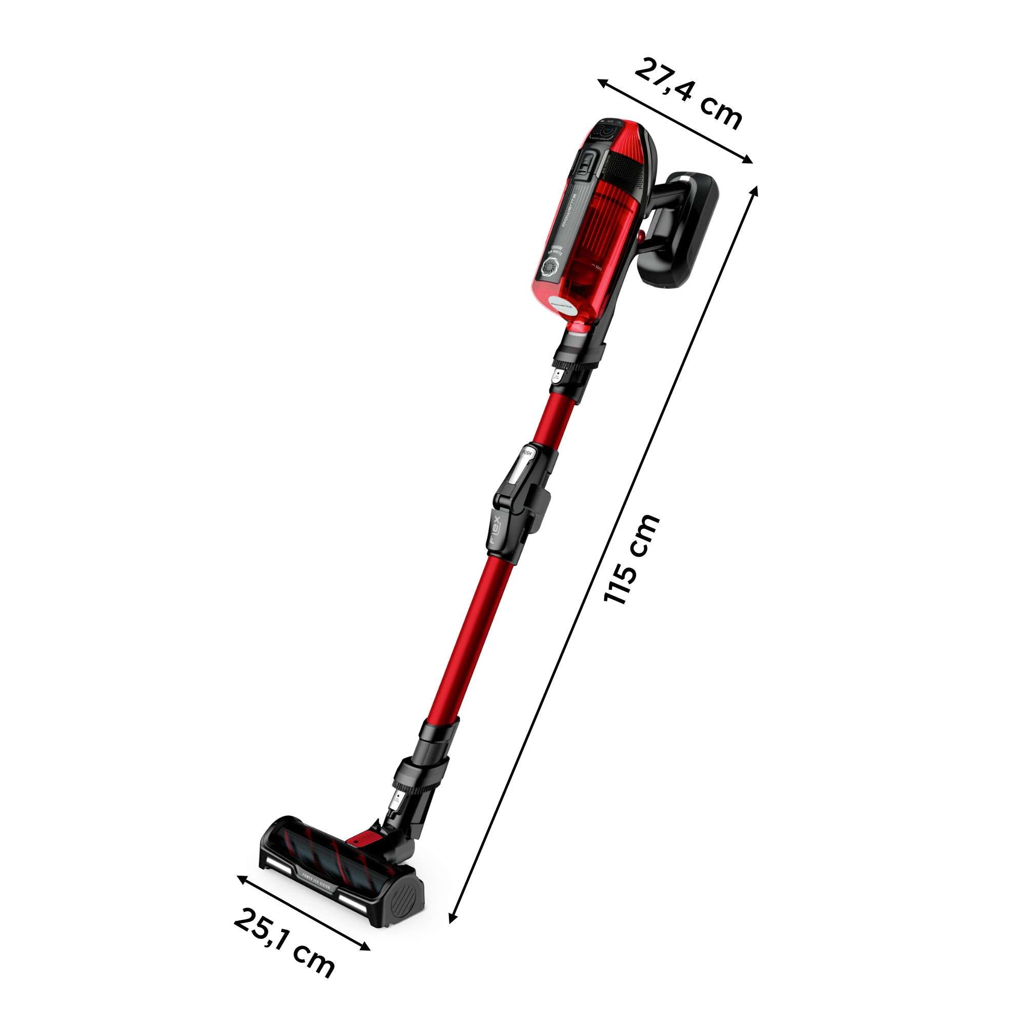 Aspirador de escoba flexible Rowenta RH98A X-Force Flex 12.60 Animal Care 150 airwatts con accesorios - Rojo Rojo-7