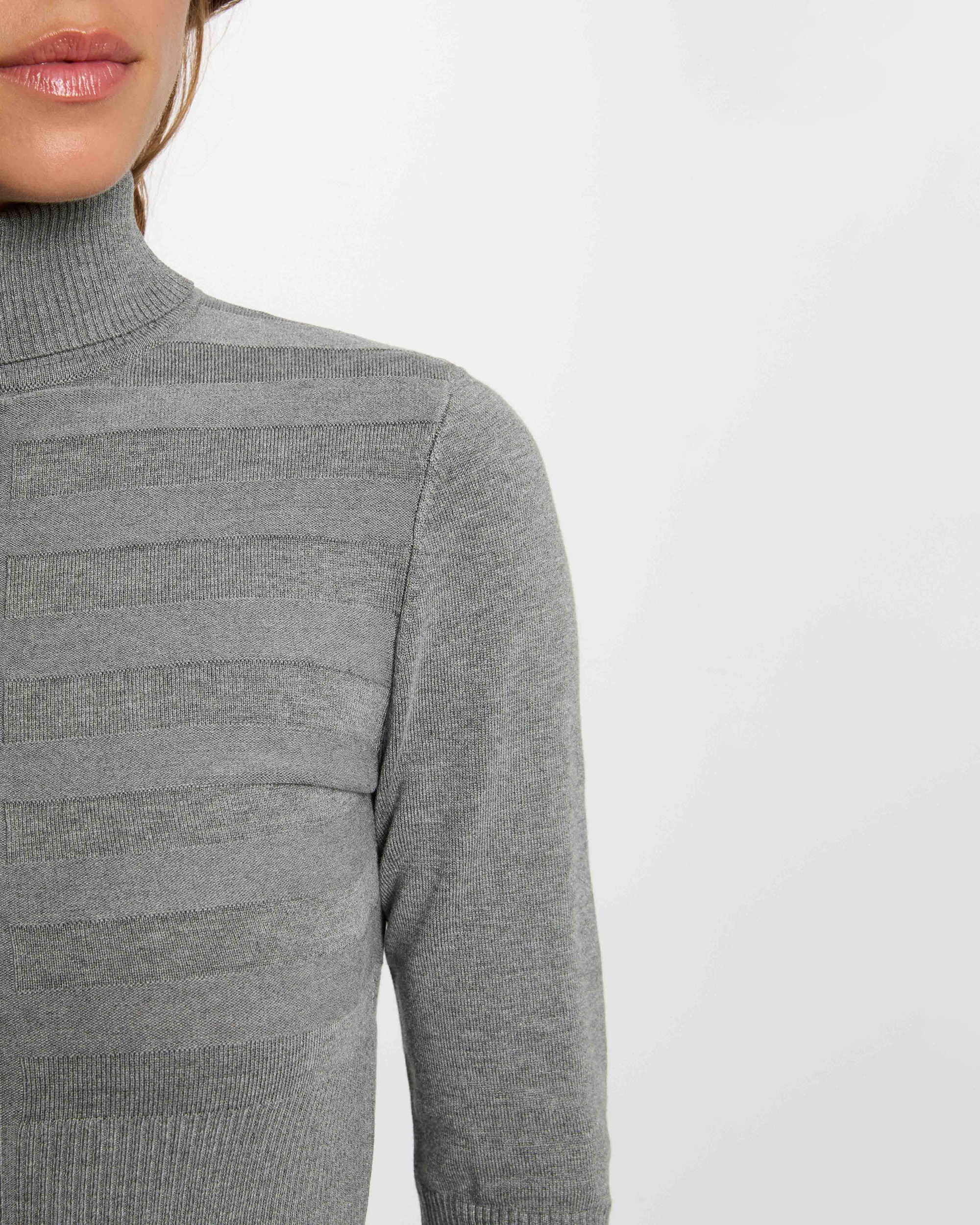 Jersey de mujer de cuello alto ajustado - Morgan - Gris claro Gris claro-4