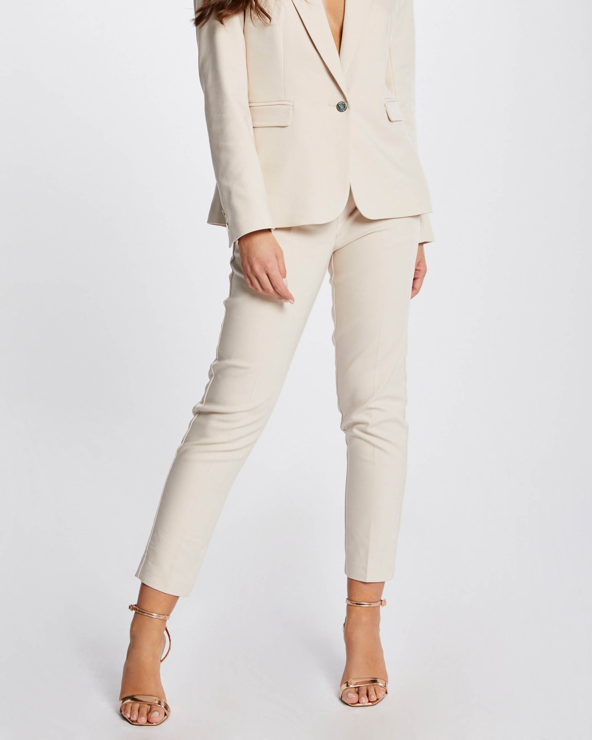 Pantalón de mujer cigarette estilo corto - Crema Crema-2