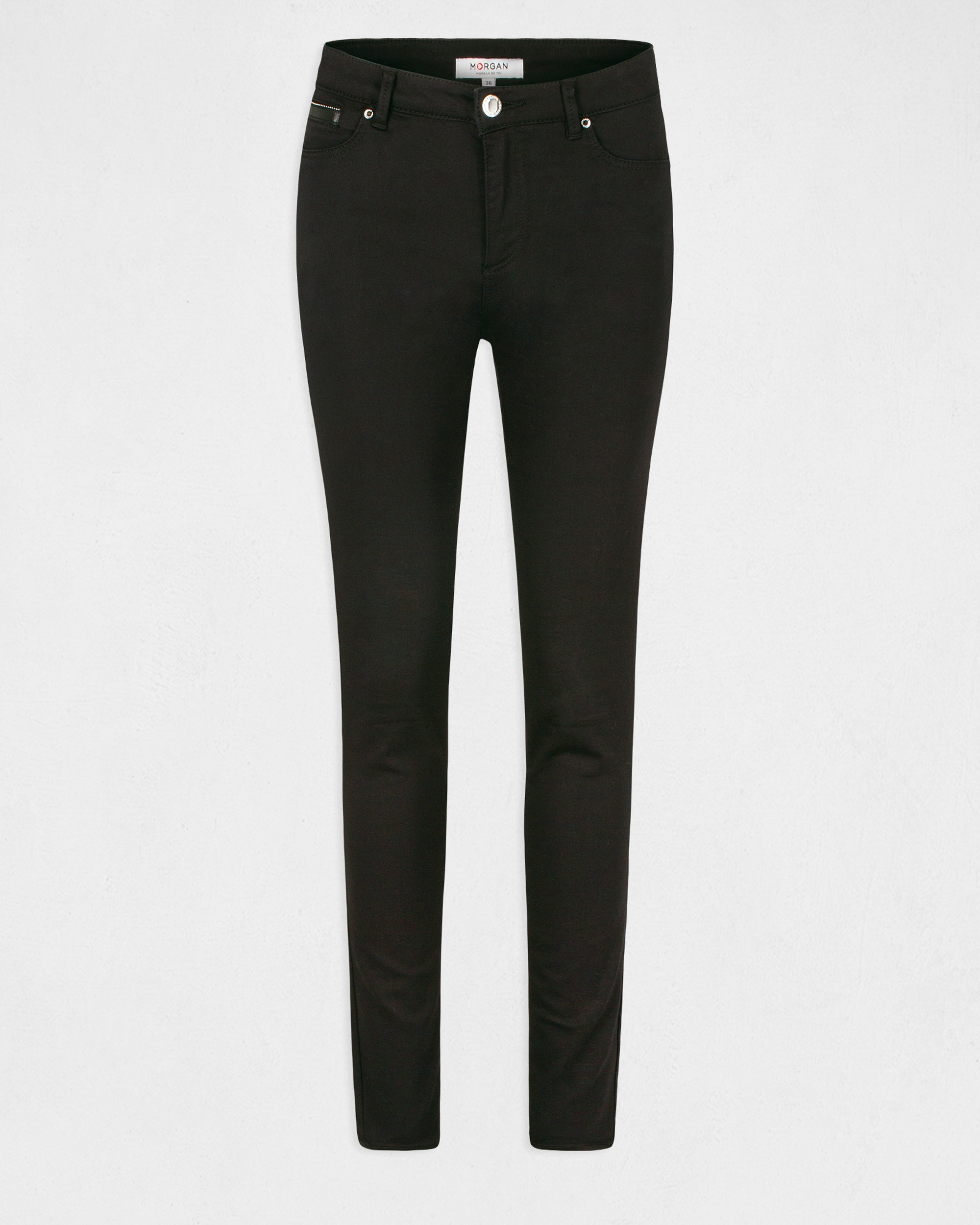 Pantalón pitillo de mujer slim de talle estándar - Negro Negro-4