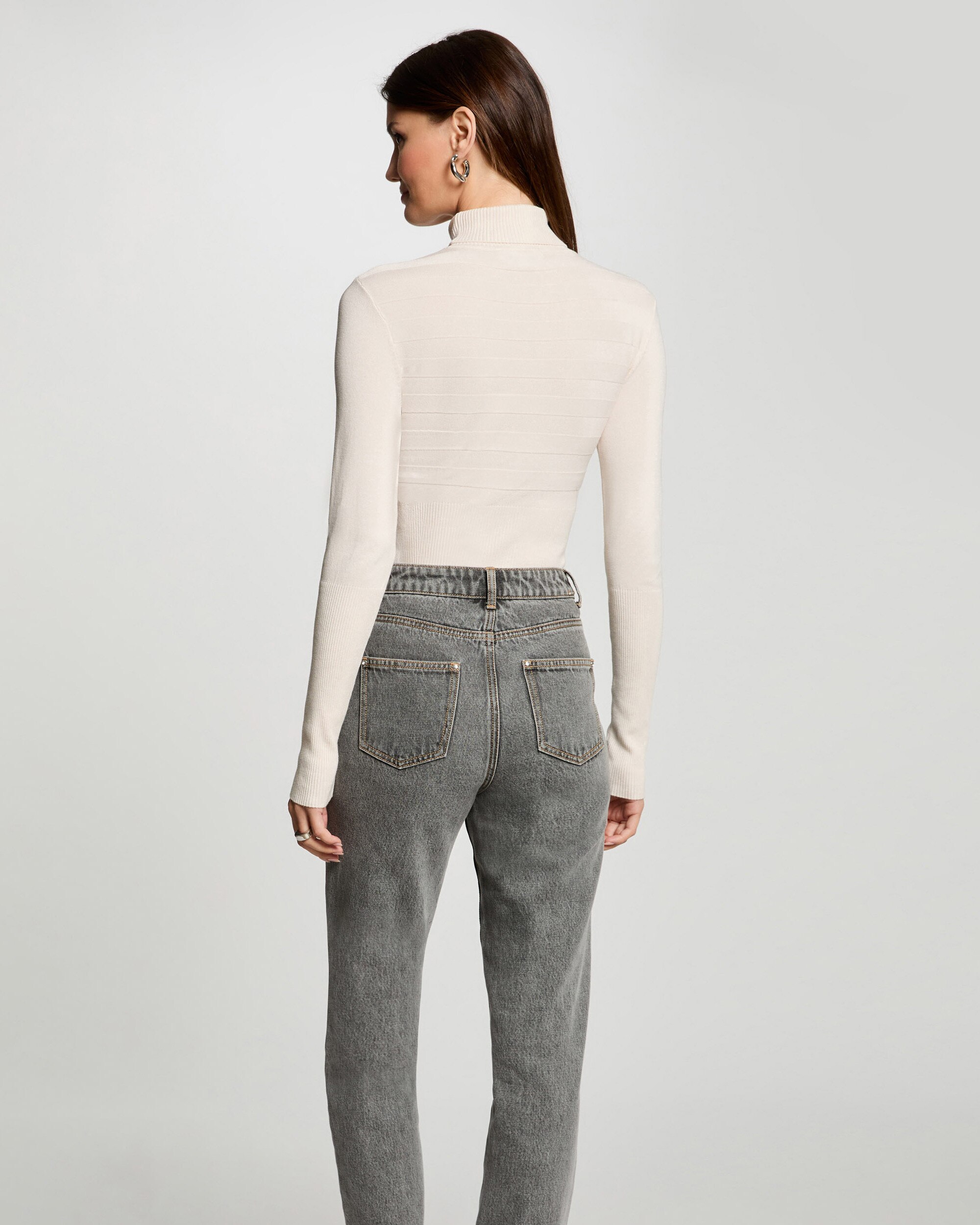 Jersey de mujer con cuello alto - Morgan - Marfil Marfil-2