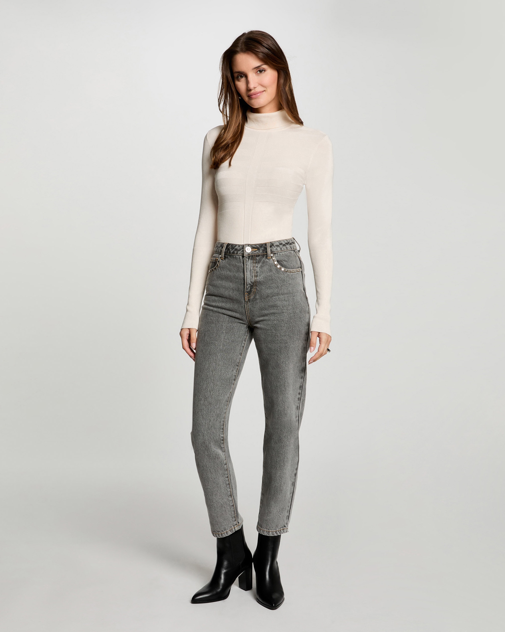 Jersey de mujer con cuello alto - Morgan - Marfil Marfil-3