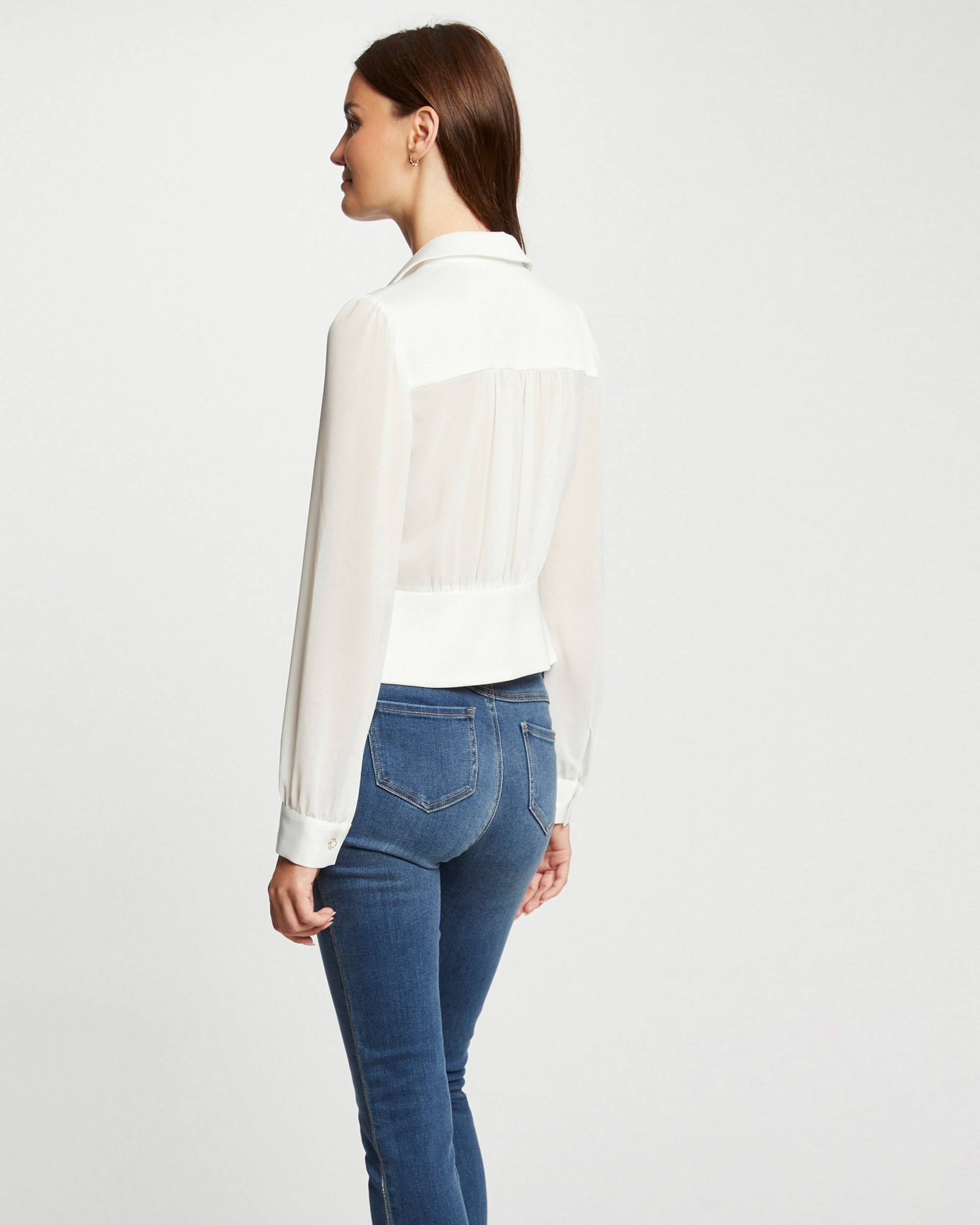 Camisa de mujer manga larga con pliegues - Morgan - Marfil Marfil-2
