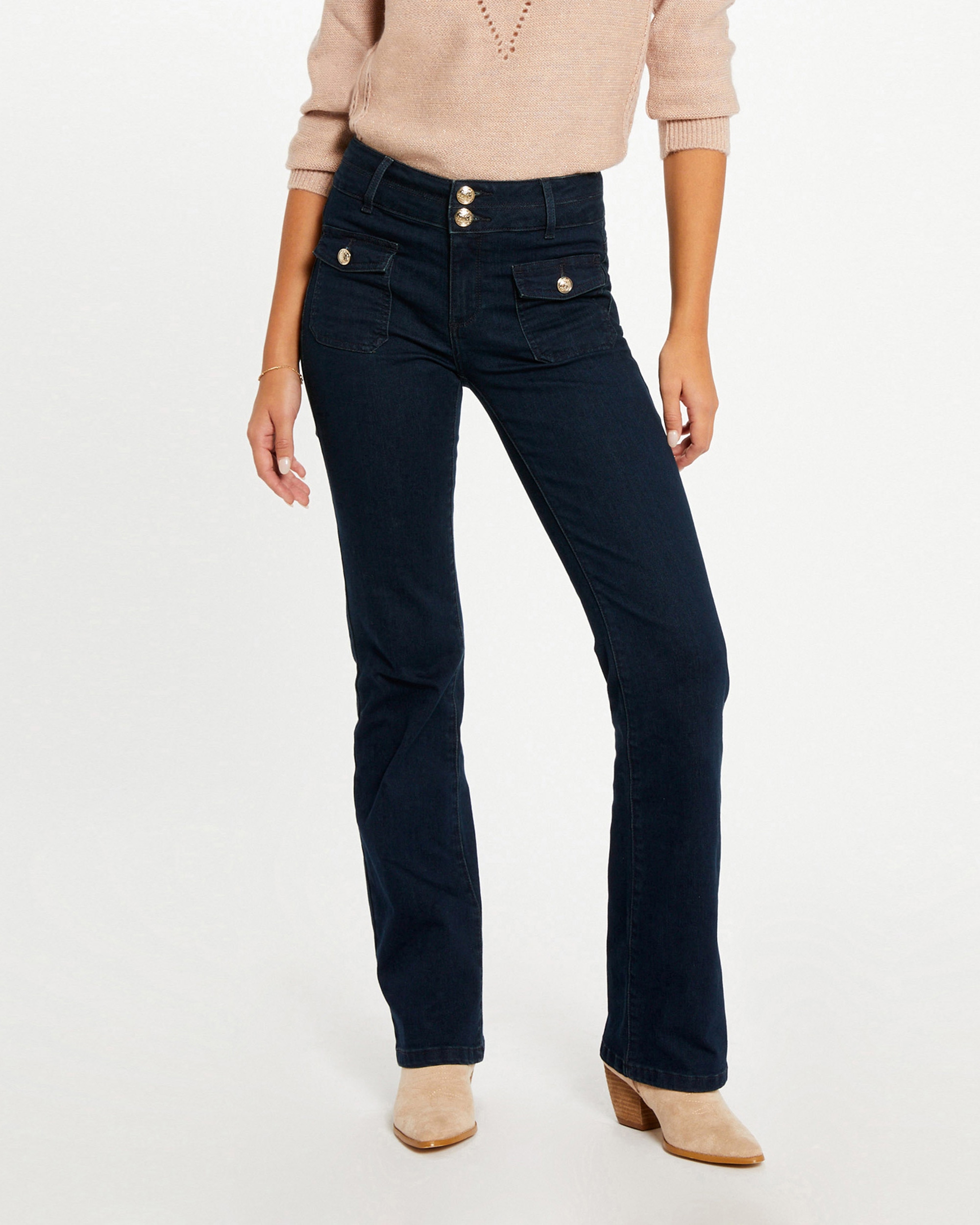 Vaquero de mujer boot- cut talle alto - Azul oscuro Azul oscuro-2