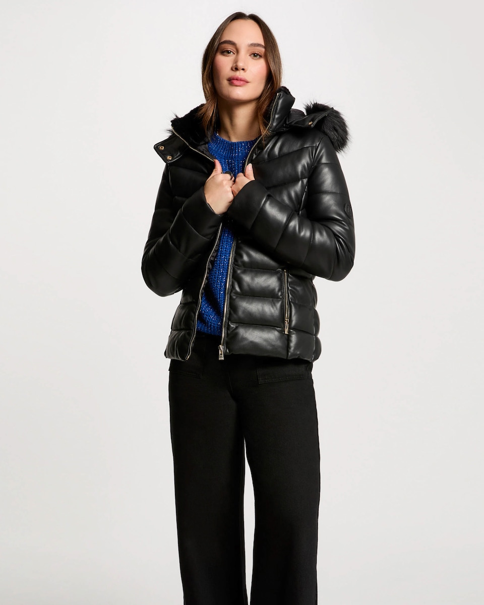 Plumífero de mujer efecto cuero con capucha · Morgan · El Corte Inglés