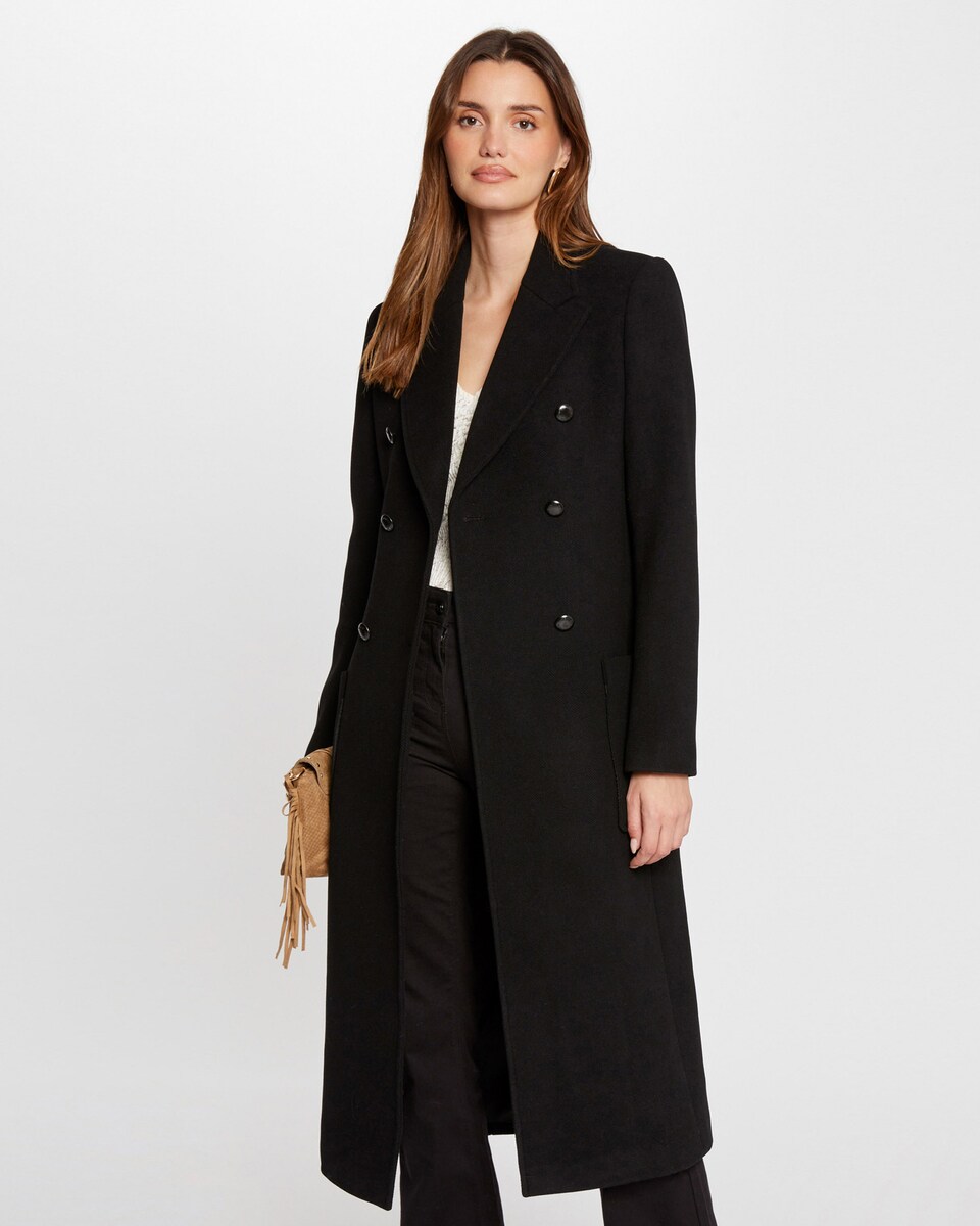 H&m Abrigo Lana Abrigo Negro Abrigo De Paño De Mujer Largo Recto