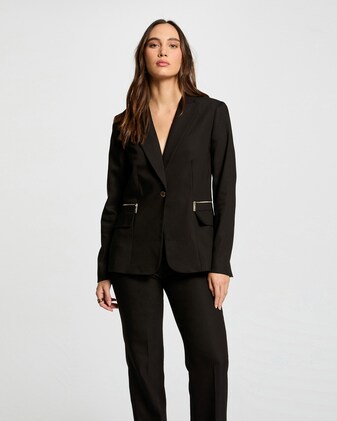 Blazer de mujer con cierre de botón y detalles cremallera · Morgan