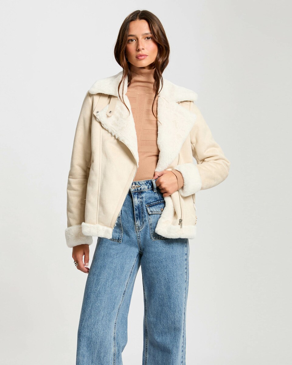 Chaqueta de mujer de antelina con forro de pelo · Morgan · El