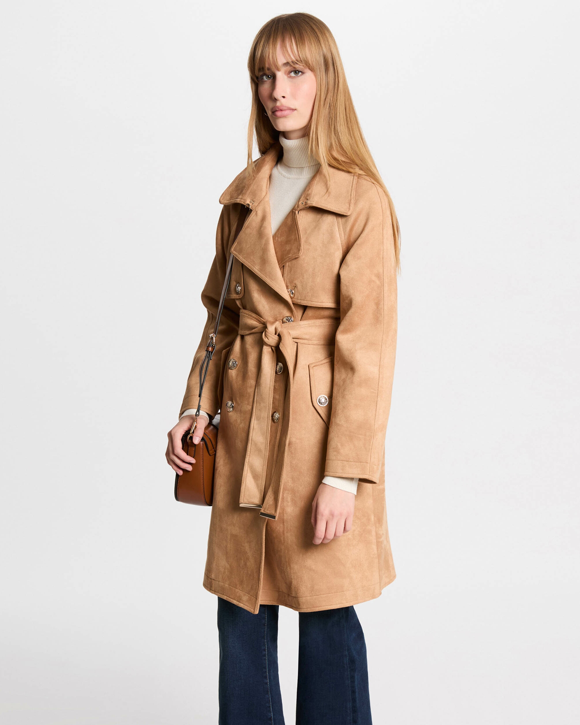 Morgan - Gabardina de mujer larga de antelina.