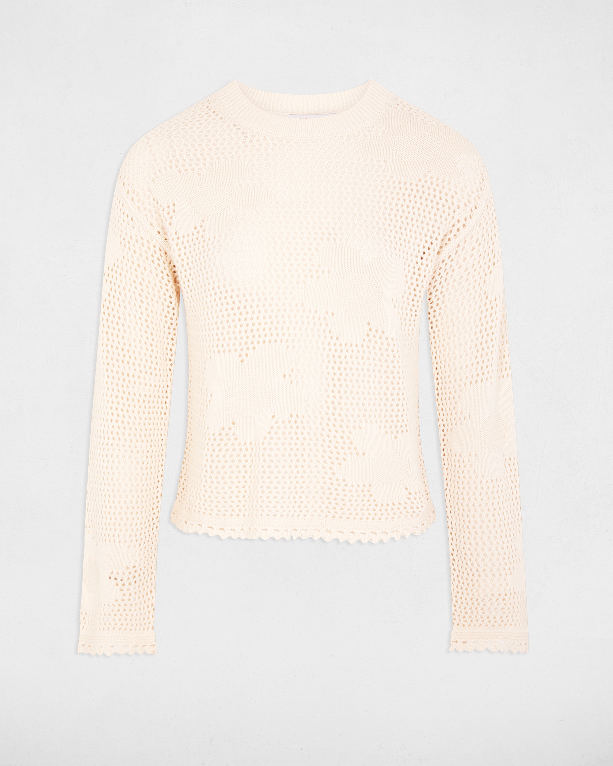 Jersey de mujer calado con cuello redondo - Beige Beige-5