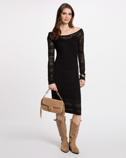 Imagen 0 de Vestido ajustado de punto calado
