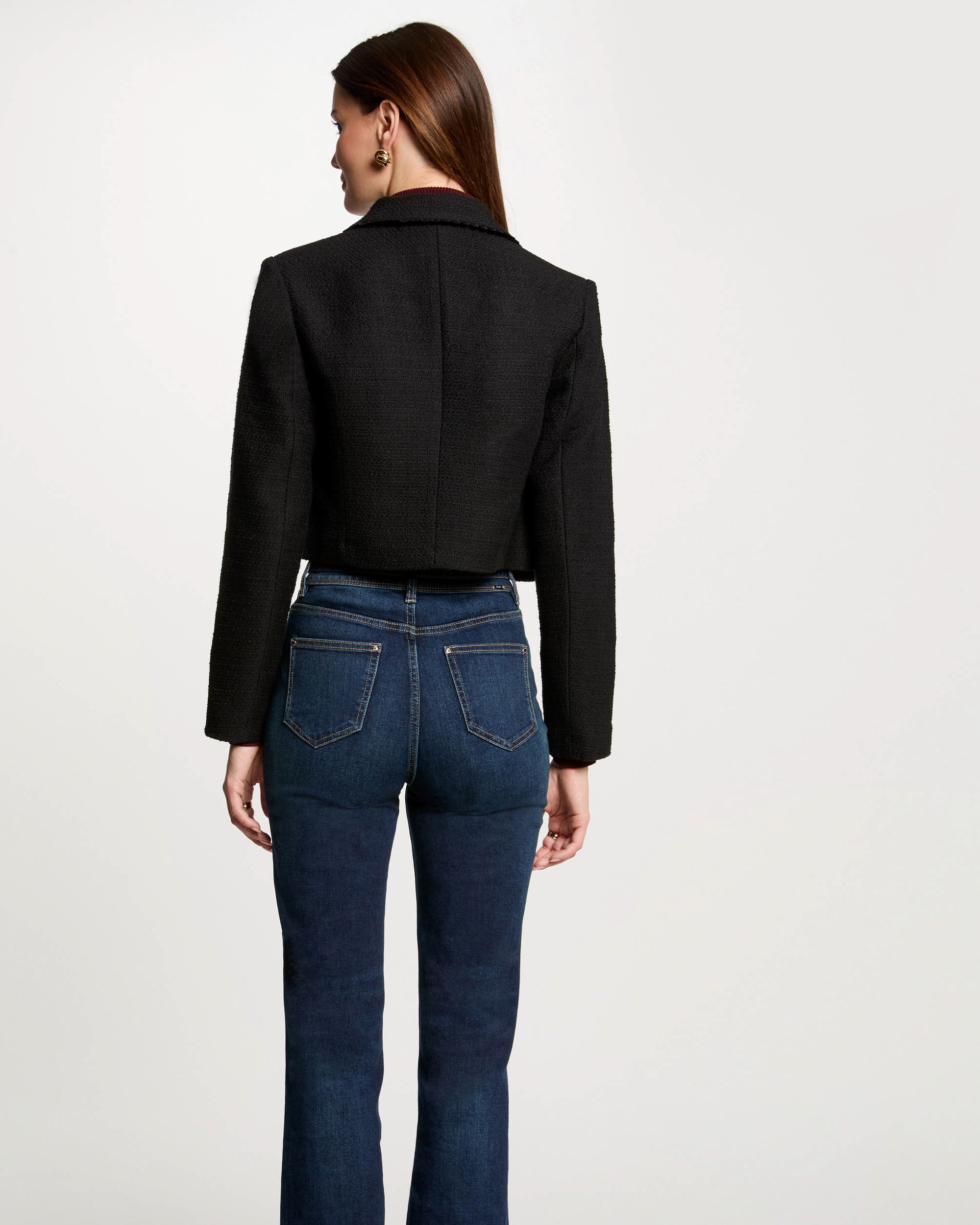 Chaqueta de mujer corta tweed - Morgan - Negro Negro-2