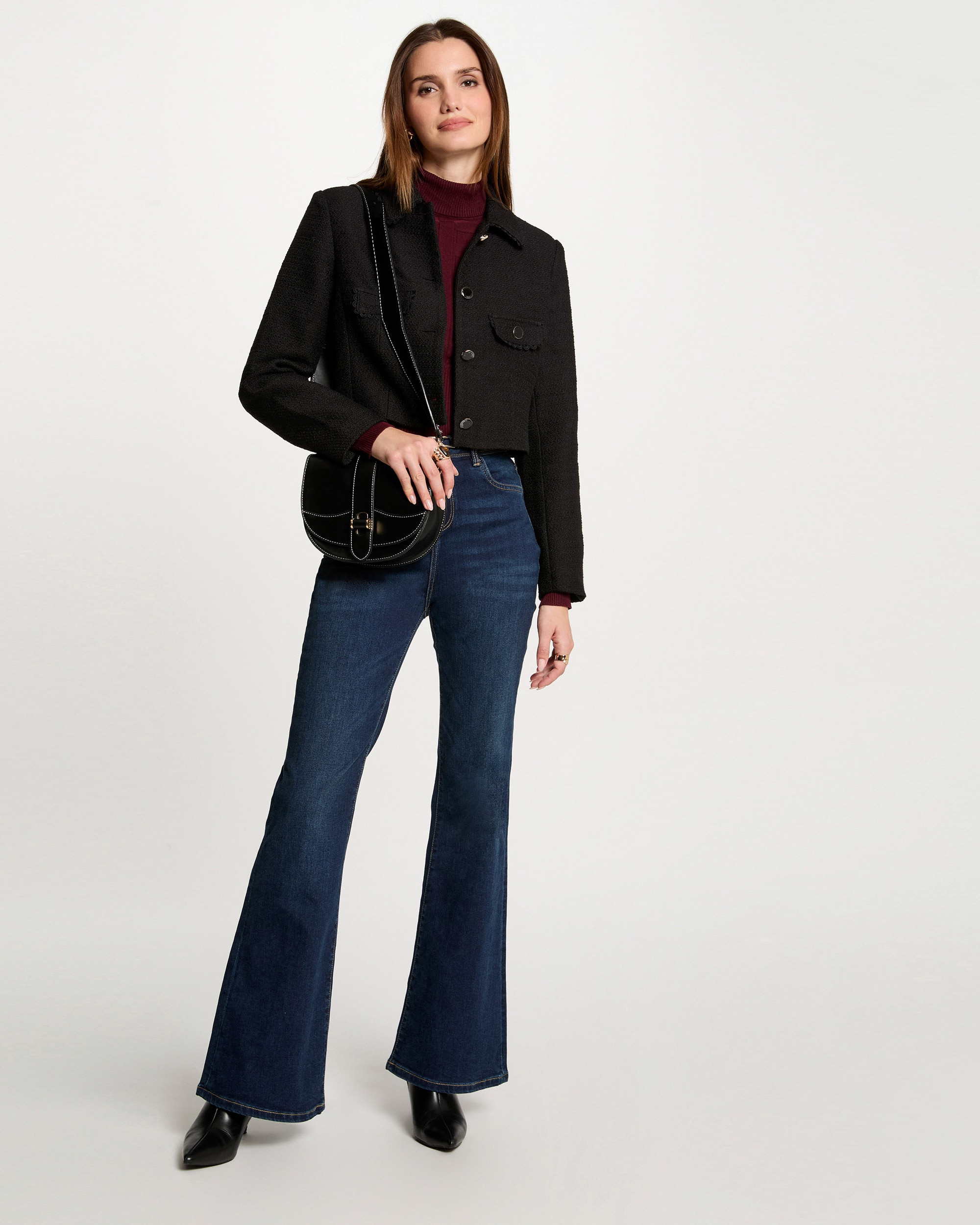 Chaqueta de mujer corta tweed - Morgan - Negro Negro-3