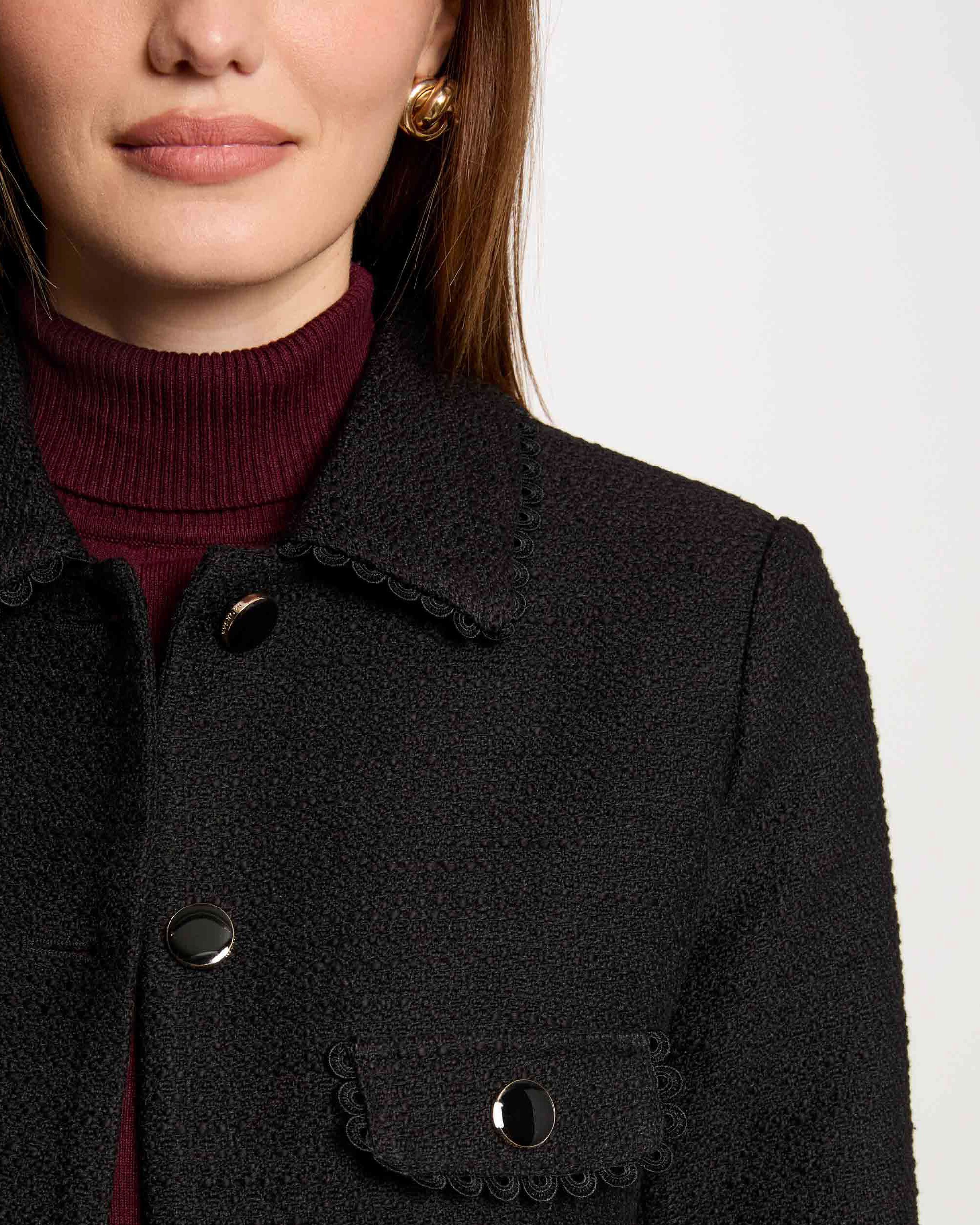 Chaqueta de mujer corta tweed - Morgan - Negro Negro-4