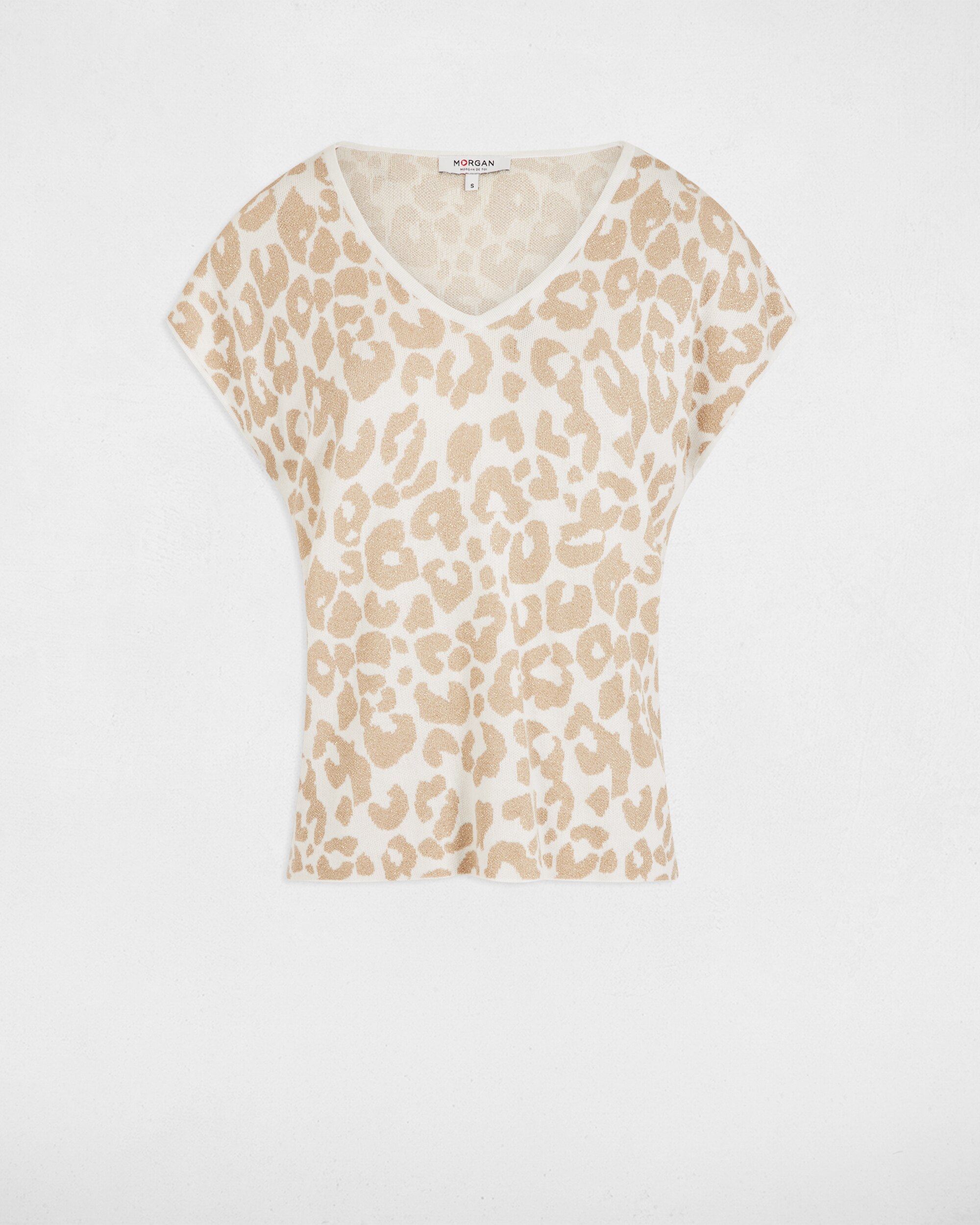 Jersey de mujer de manga corta estampado - Morgan - Beige Beige-5