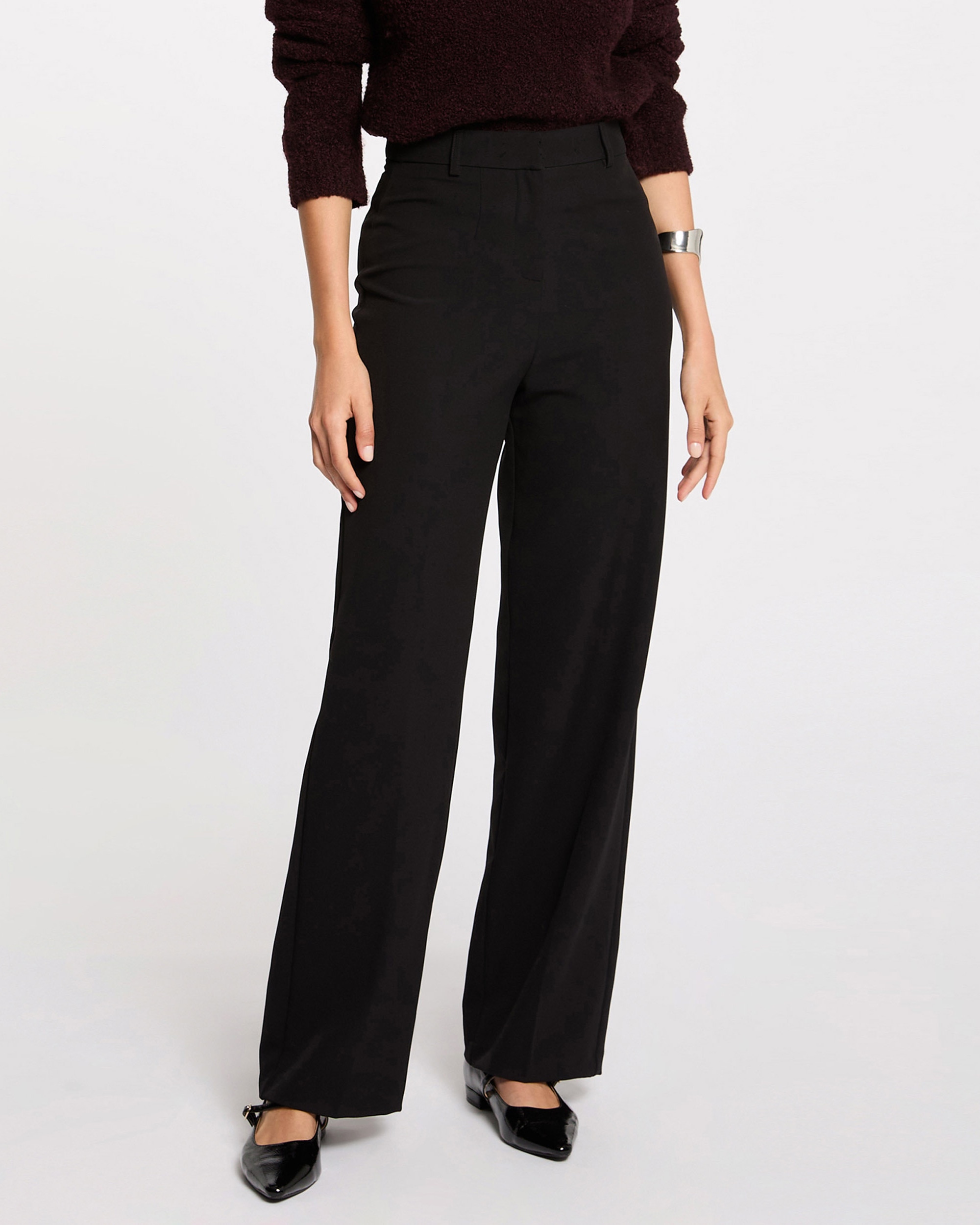Pantalón de mujer recto con pinzas - Morgan - Negro Negro-1