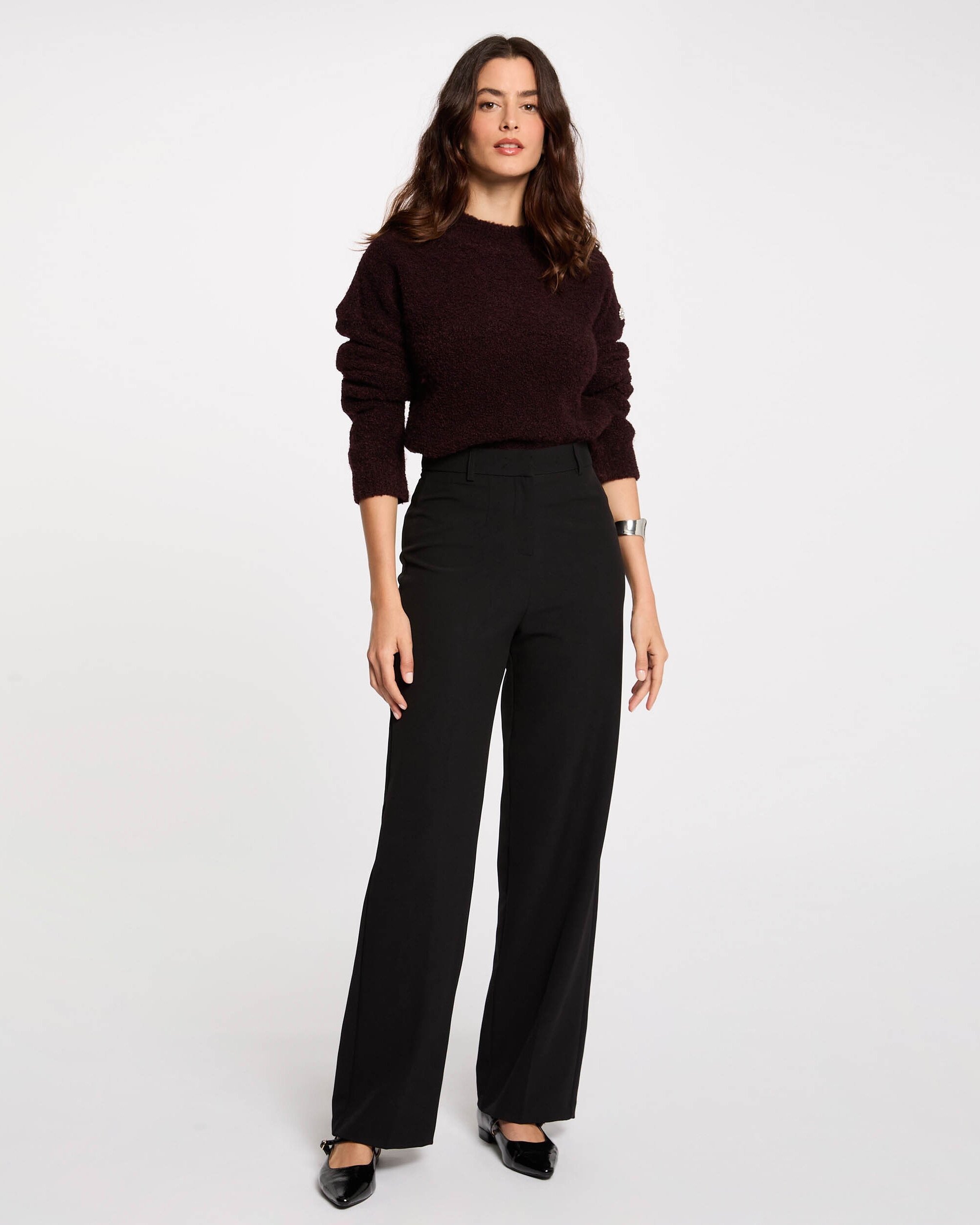 Pantalón de mujer recto con pinzas - Morgan - Negro Negro-3