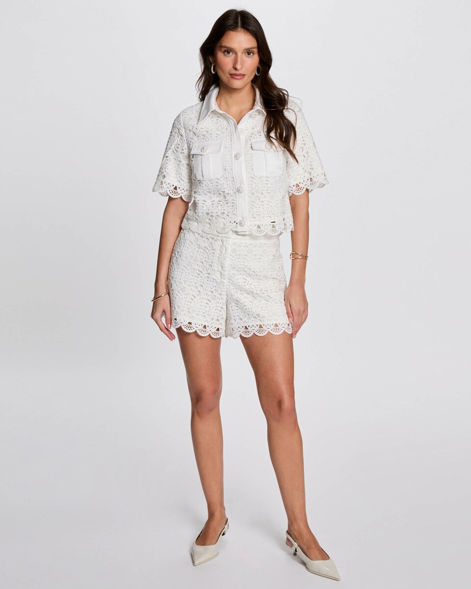 Camisa de mujer manga corta con botones joya · Morgan · El Corte