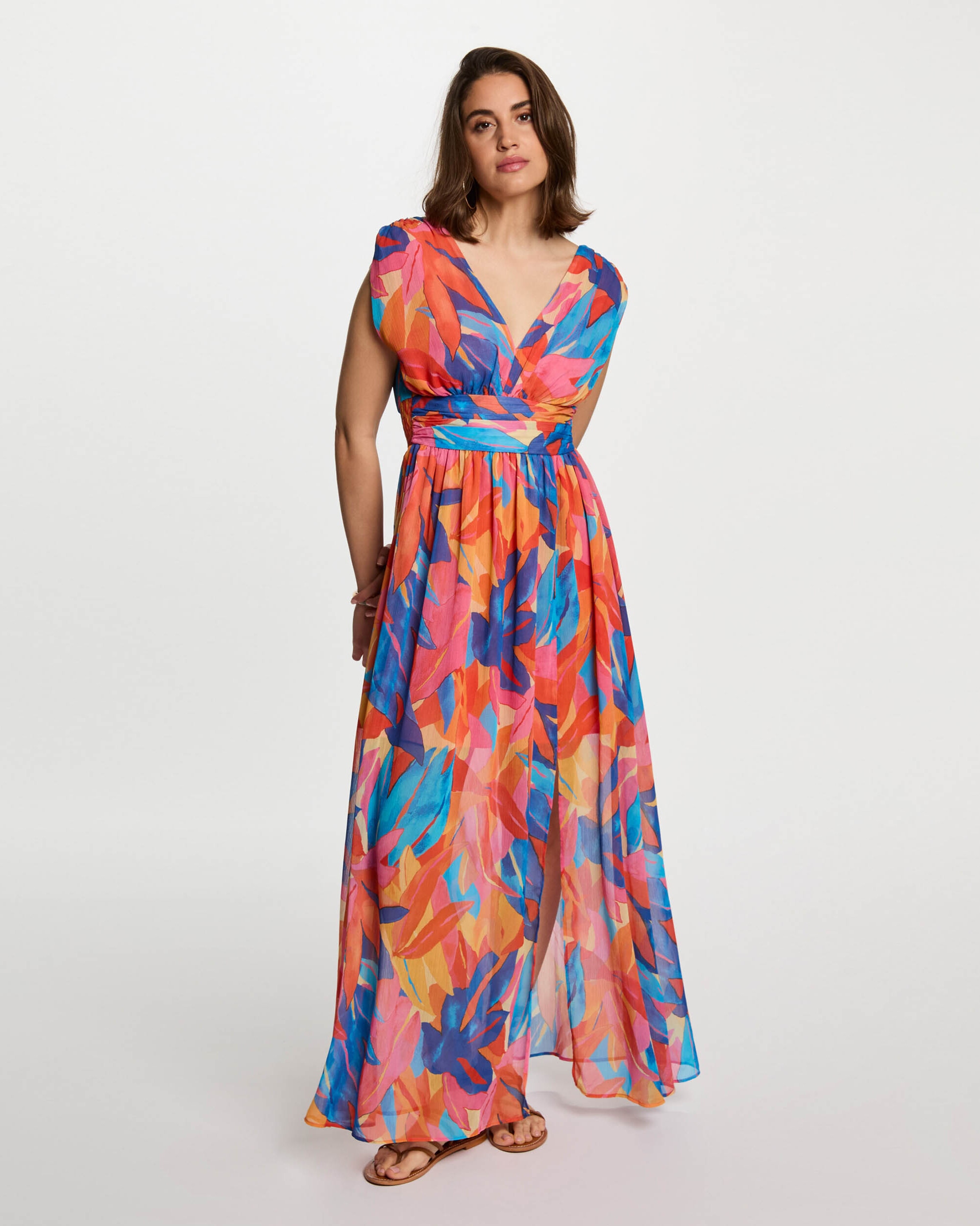 Morgan - Vestido largo recto estampado.