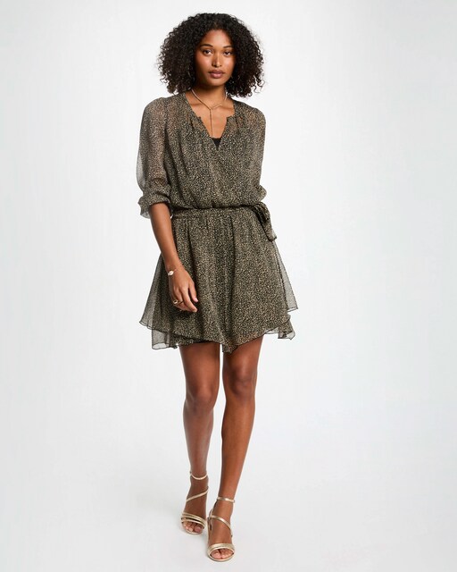 Imagen 0 de Vestido estampado con escote cruzado