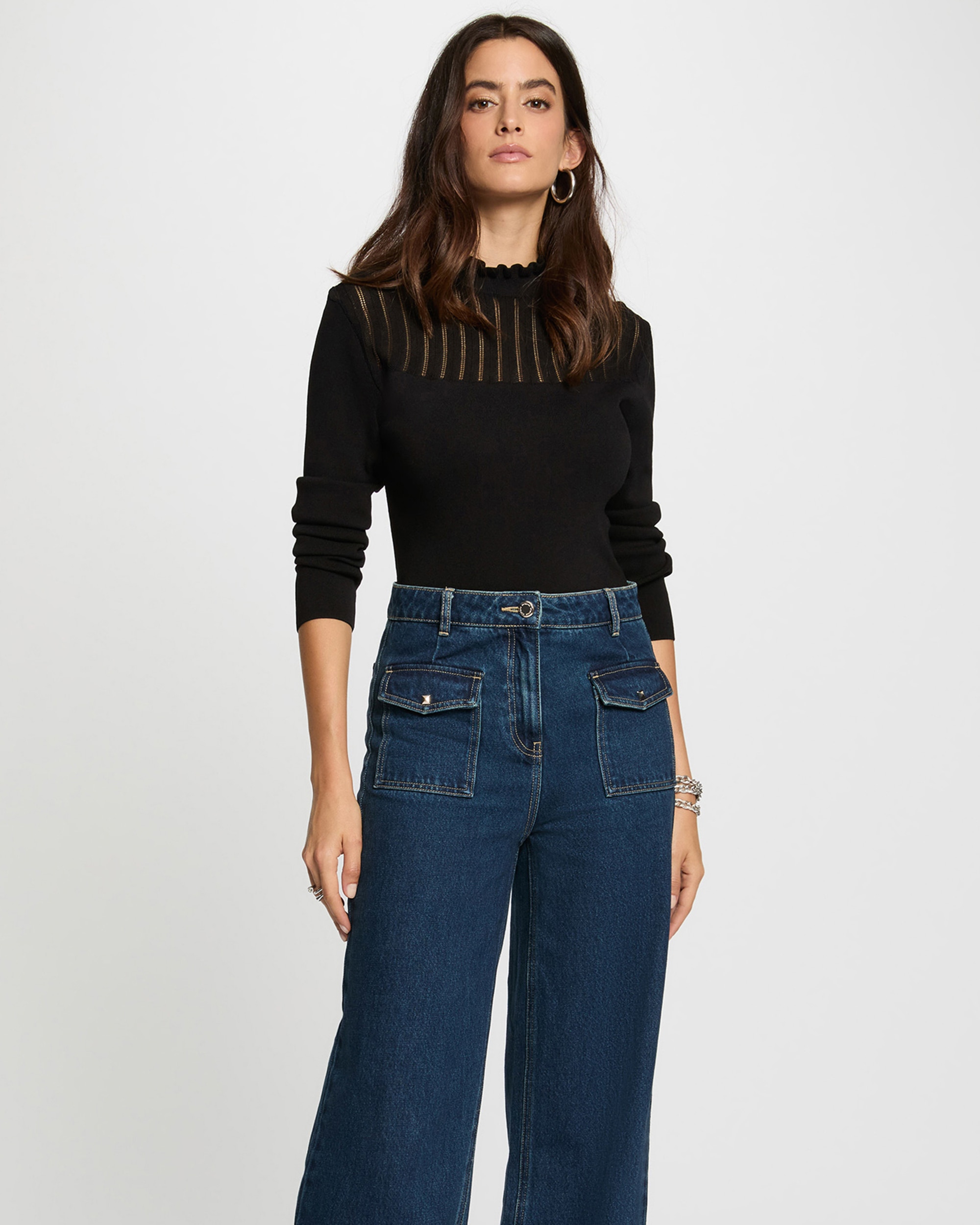 Jersey de mujer con cuello alto - Morgan - Negro Negro-1