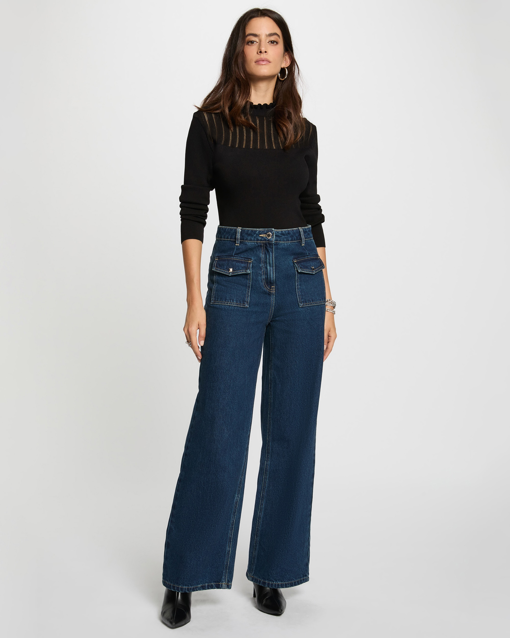 Jersey de mujer con cuello alto - Morgan - Negro Negro-3