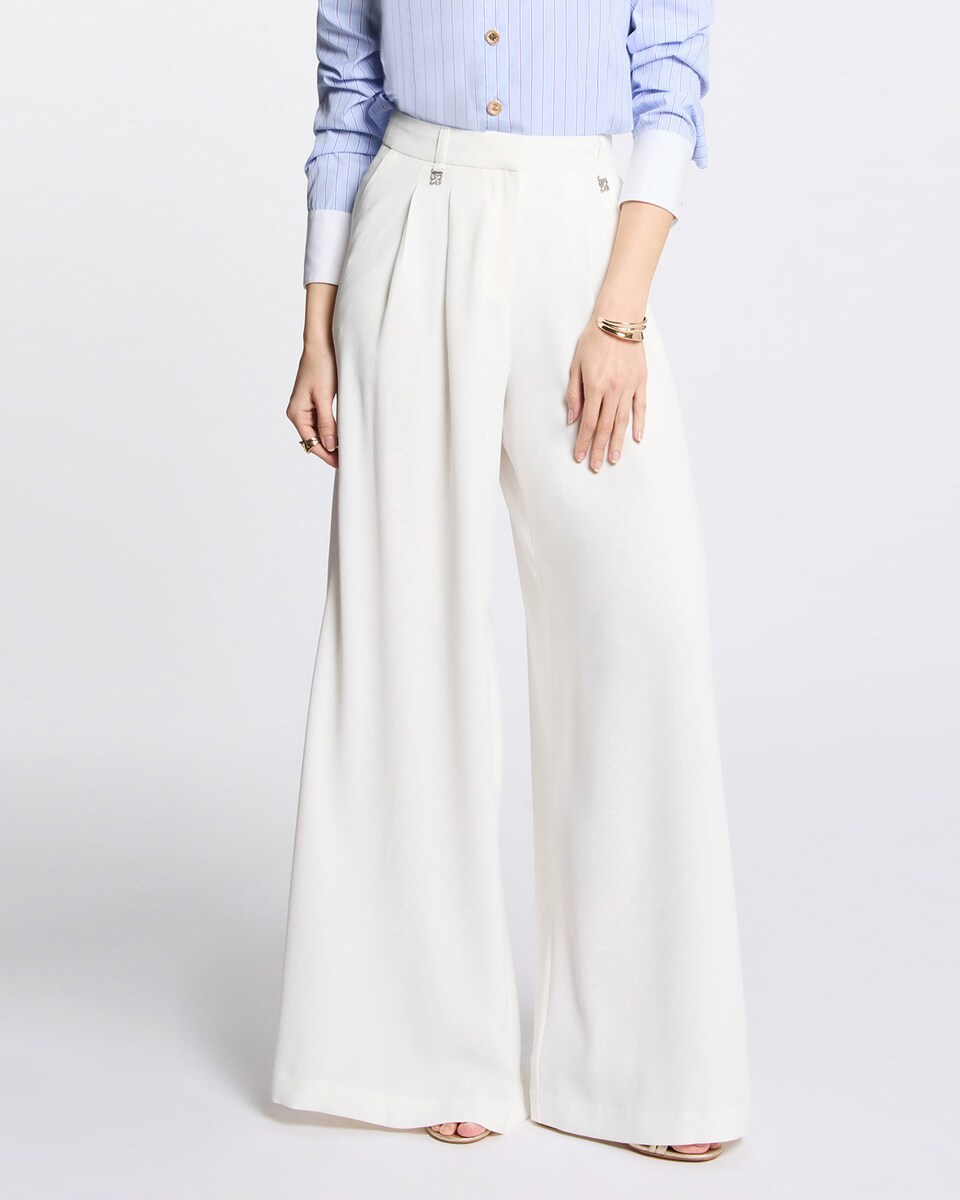 Pantalón de mujer pernera ancha holgado 34 Blanco