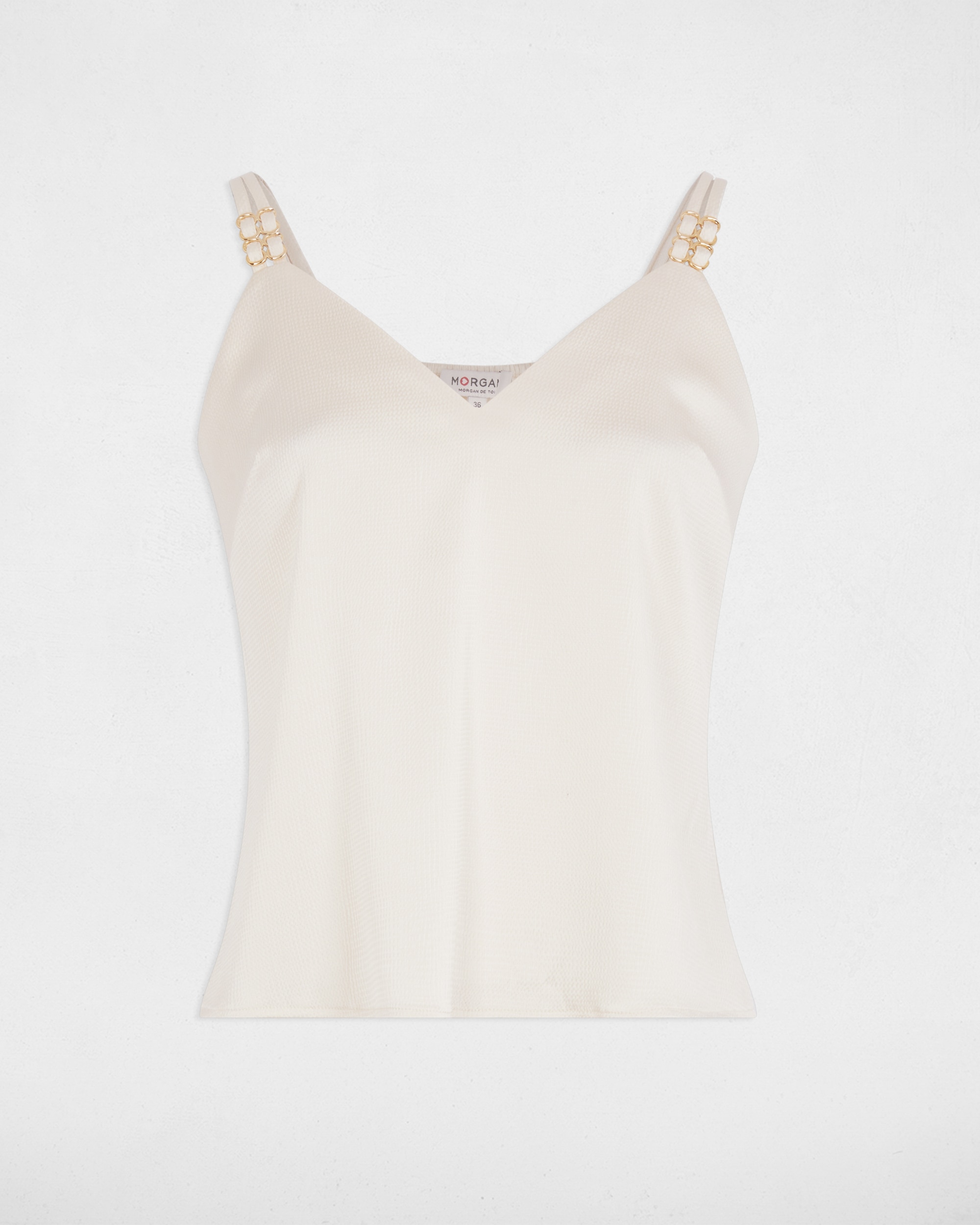 Top de mujer satén con tirantes - Crema Crema-5