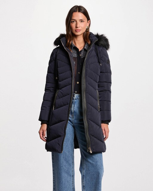 Imagen 0 de Abrigo de mujer acolchado largo con capucha