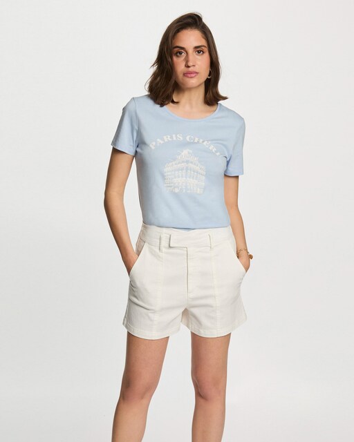 Imagen 0 de Camiseta de mujer de manga corta con dibujo frontal