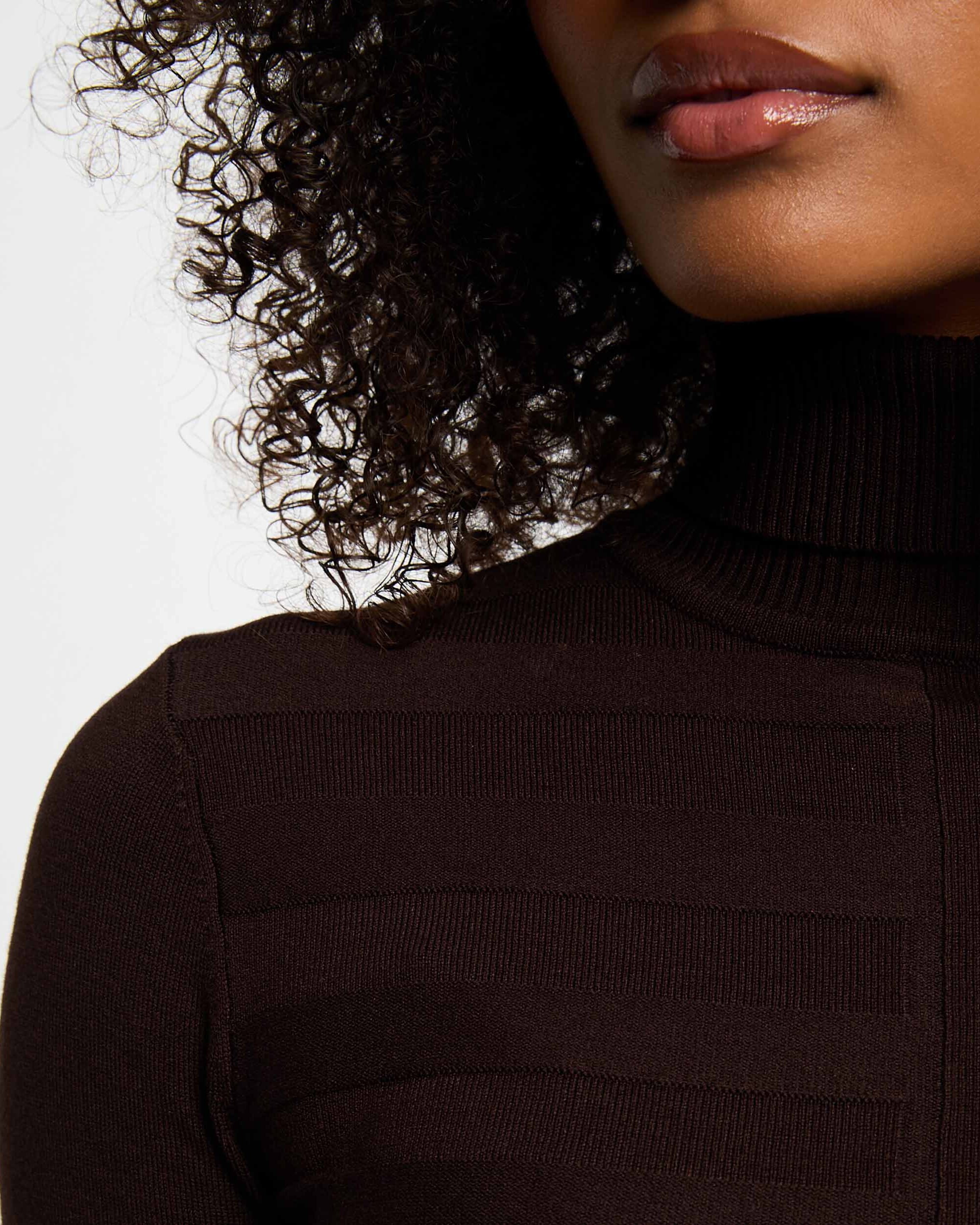 Jersey de mujer con cuello alto - Morgan - Marrón oscuro Marrón oscuro-5