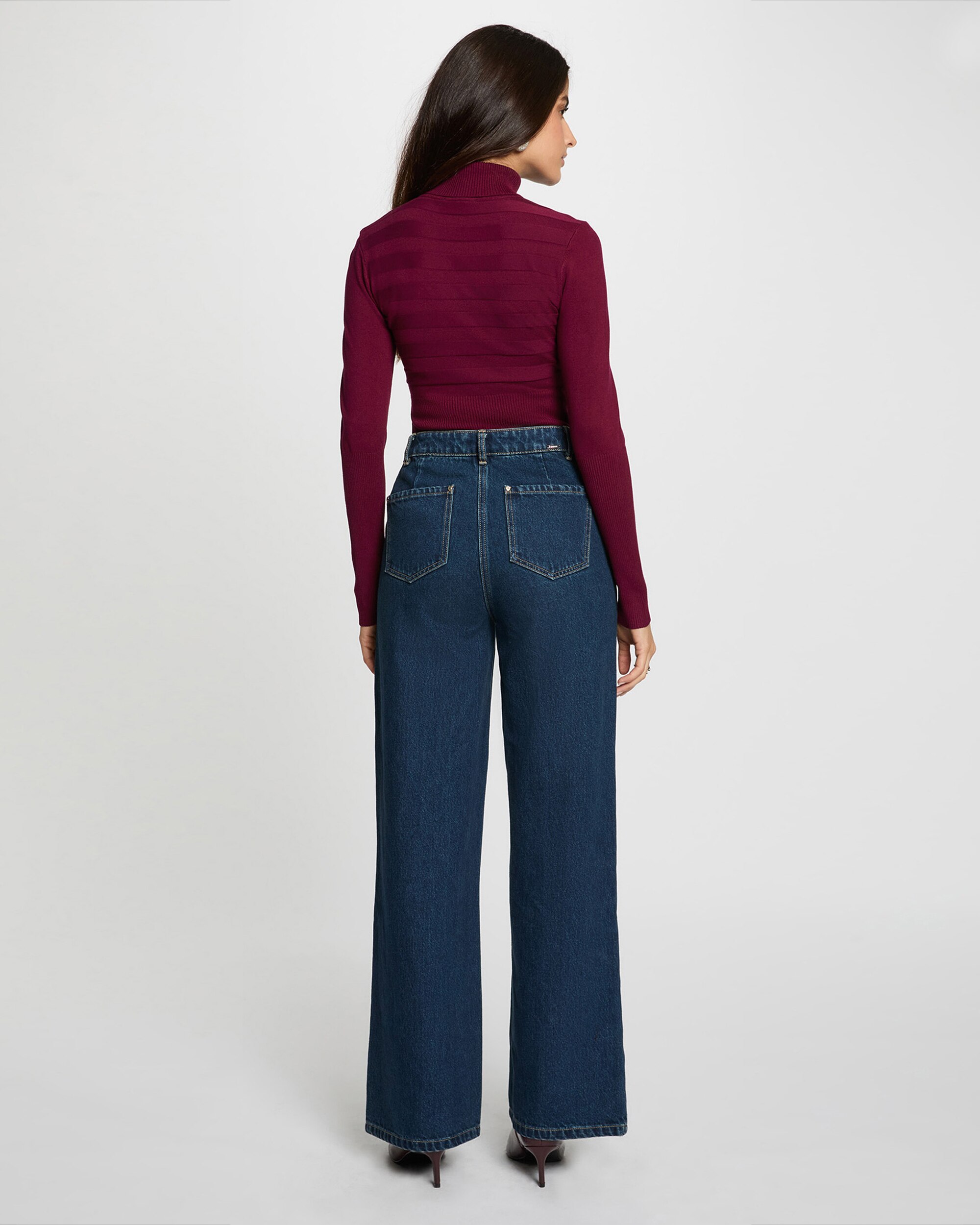 Jersey de mujer con cuello alto - Morgan - Ciruela Ciruela-2