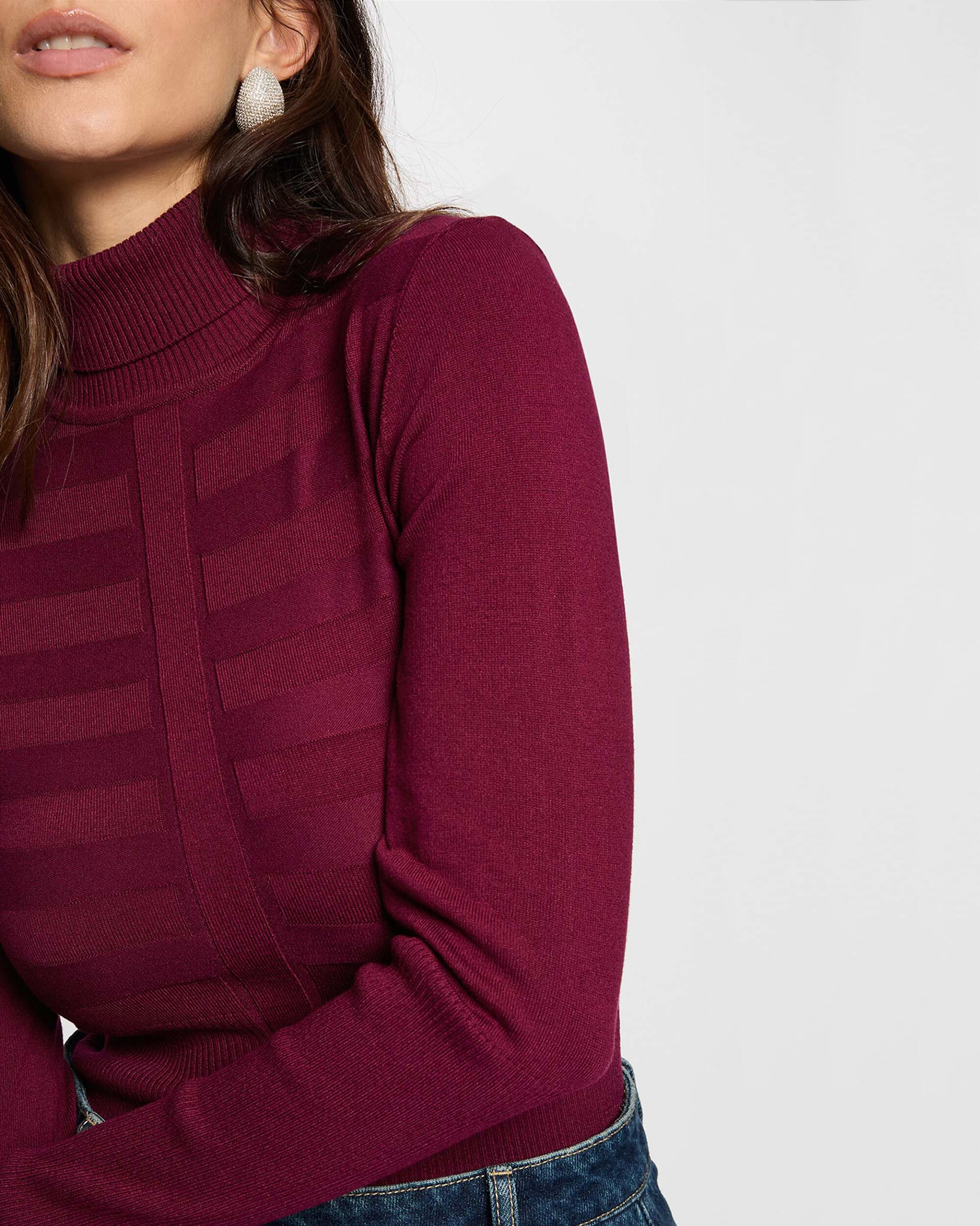 Jersey de mujer con cuello alto - Morgan - Ciruela Ciruela-4
